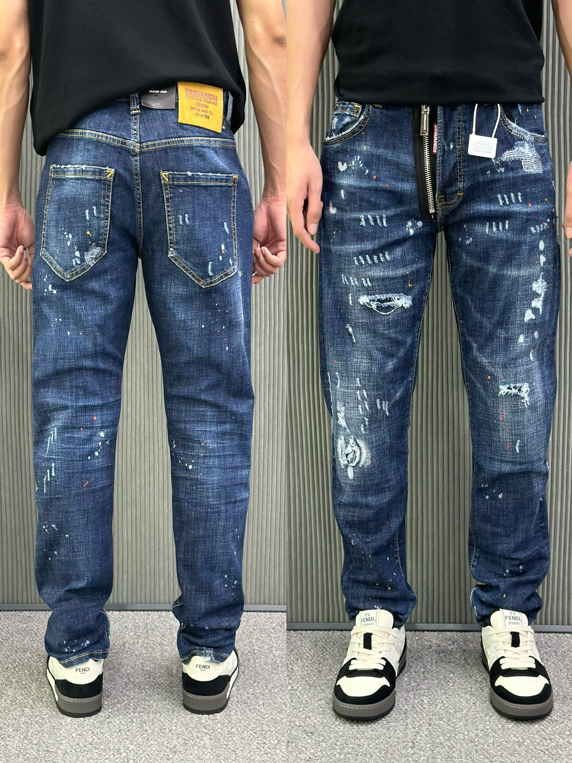 Quần Jean Dsquared2 DSQ 2062 Xanh rách xước khóa lệch Like Auth 44-52 VTN