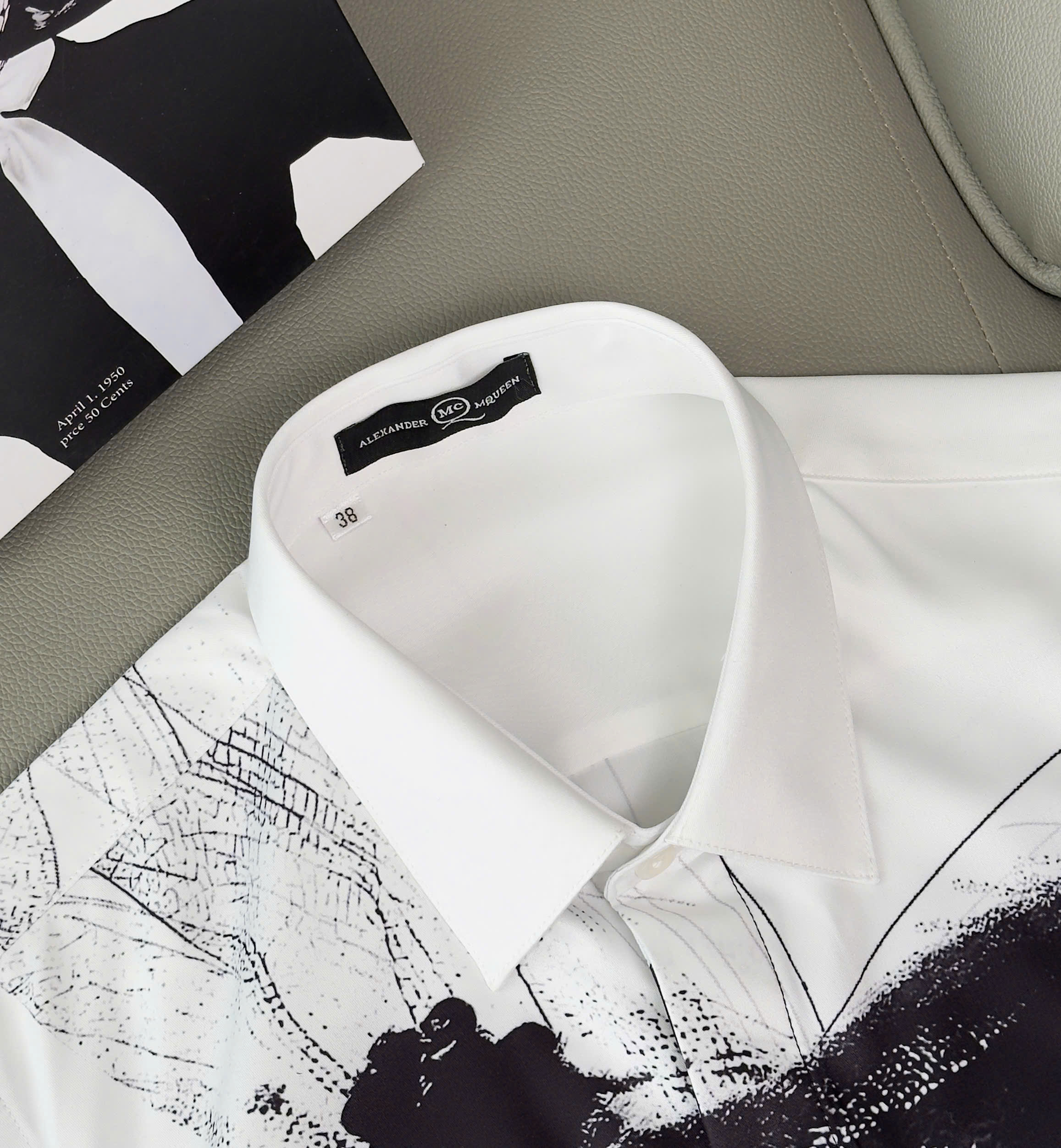 Áo sơ mi Mcqueen MCQ Trắng họa tiết Ong Đen loang Like AUth 38-41 DDT