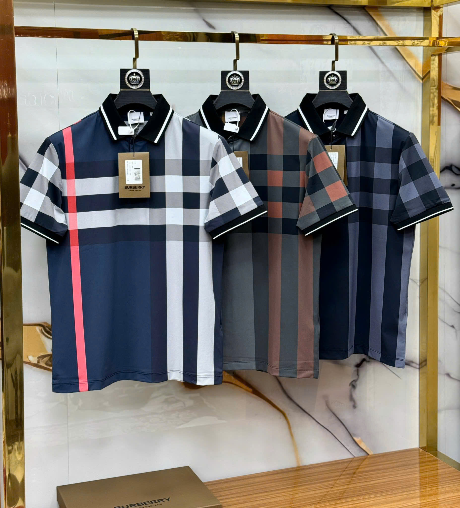Áo polo Burberry BBR kẻ sọc phối màu Like Auth 1-1 on web CD