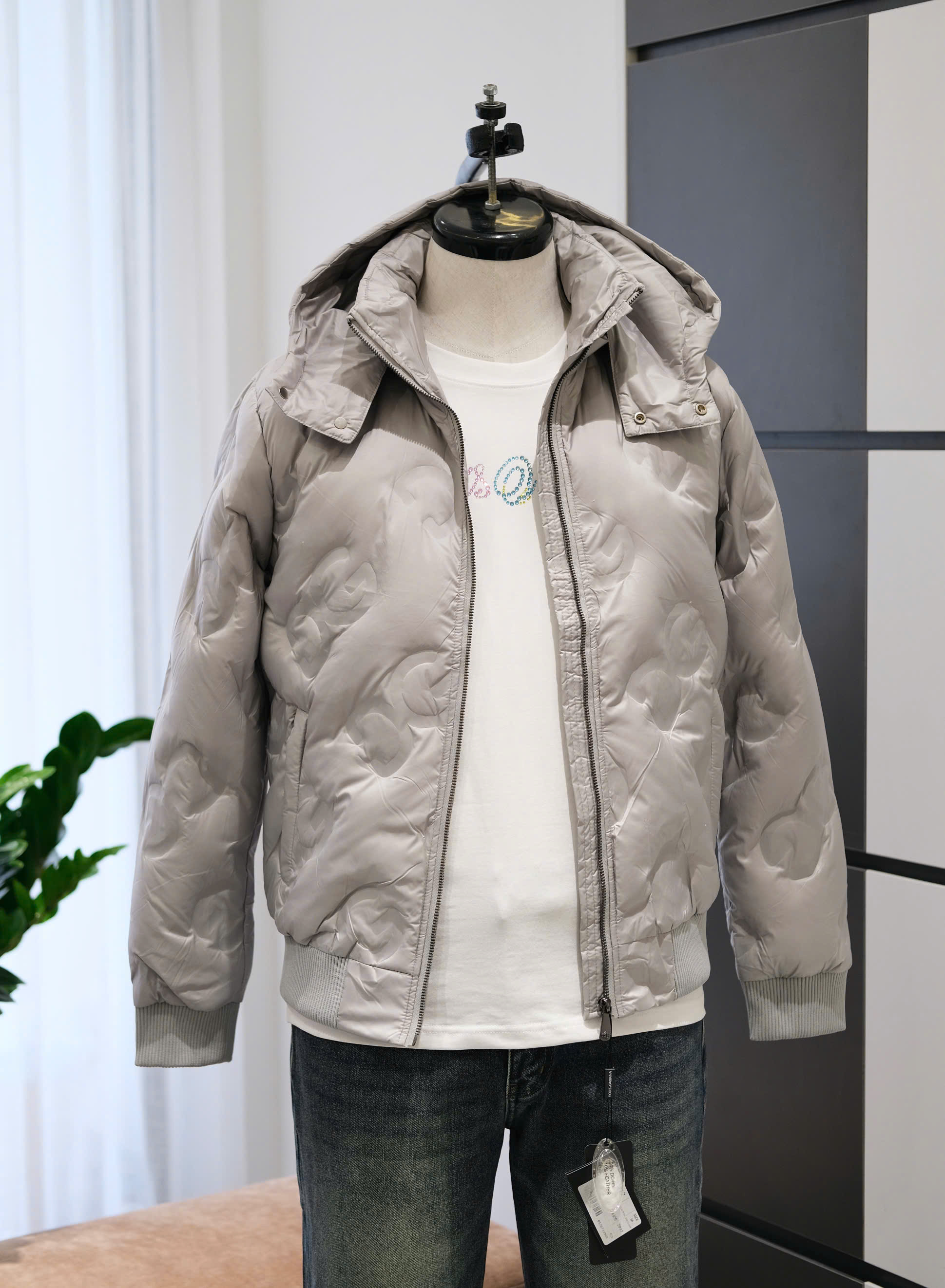 Áo khoác phao Dolce Gabbana DG Xám mũ chùm Like Auth M-XXL DDT