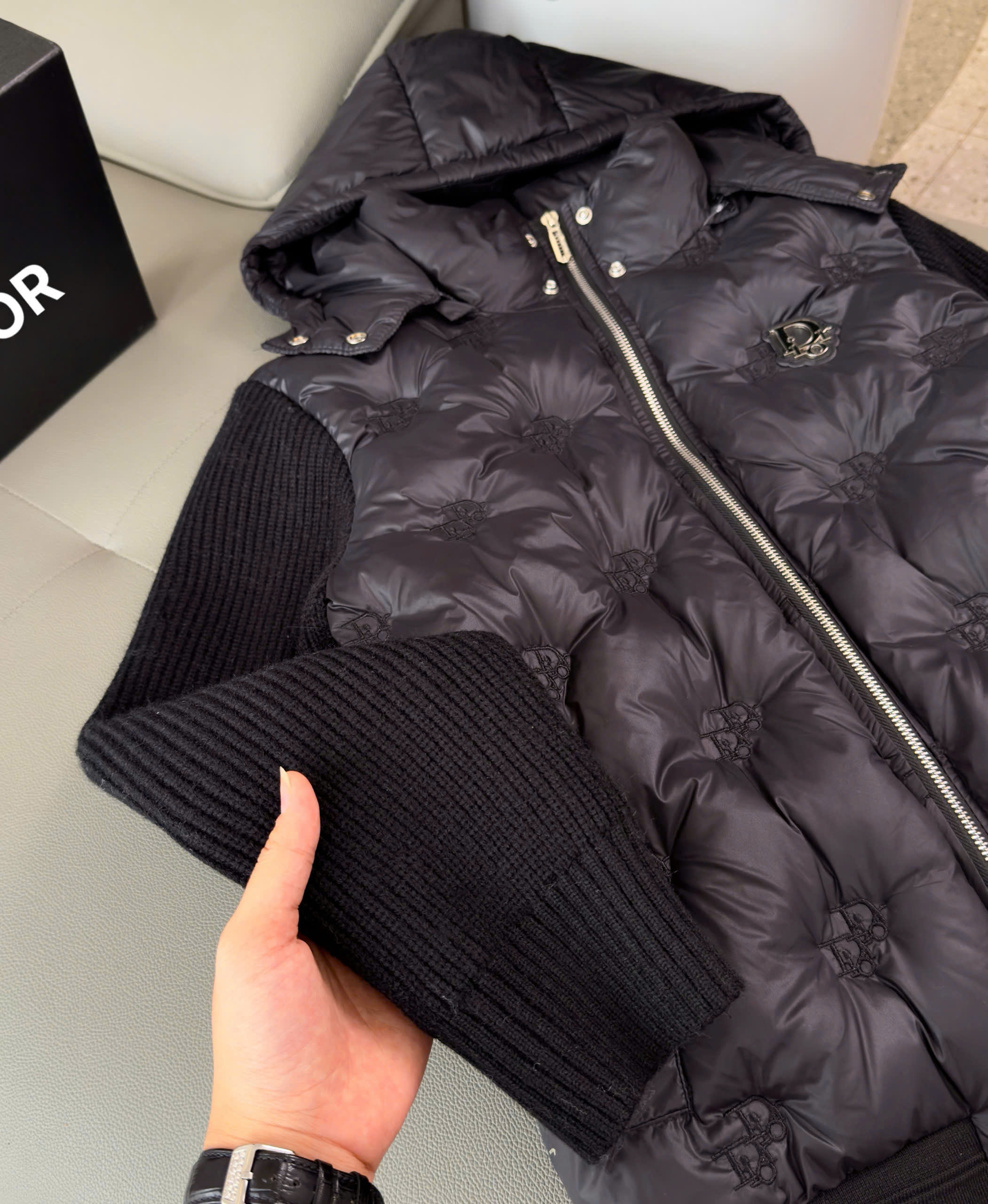 Áo khoác phao Dior CD tay len mũ tháo rời Like Auth M-XXL DDT