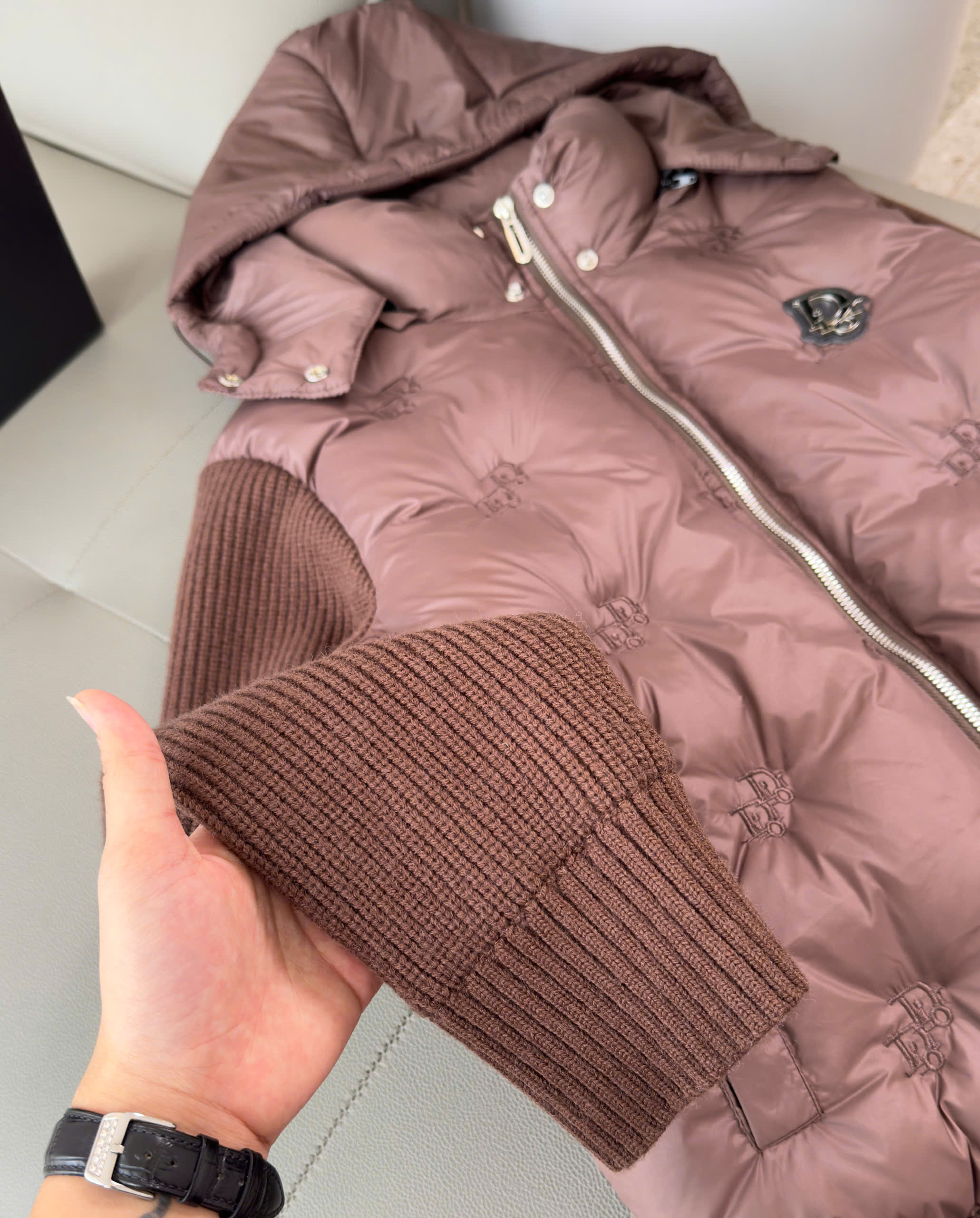 Áo khoác phao Dior CD tay len mũ tháo rời Like Auth M-XXL DDT