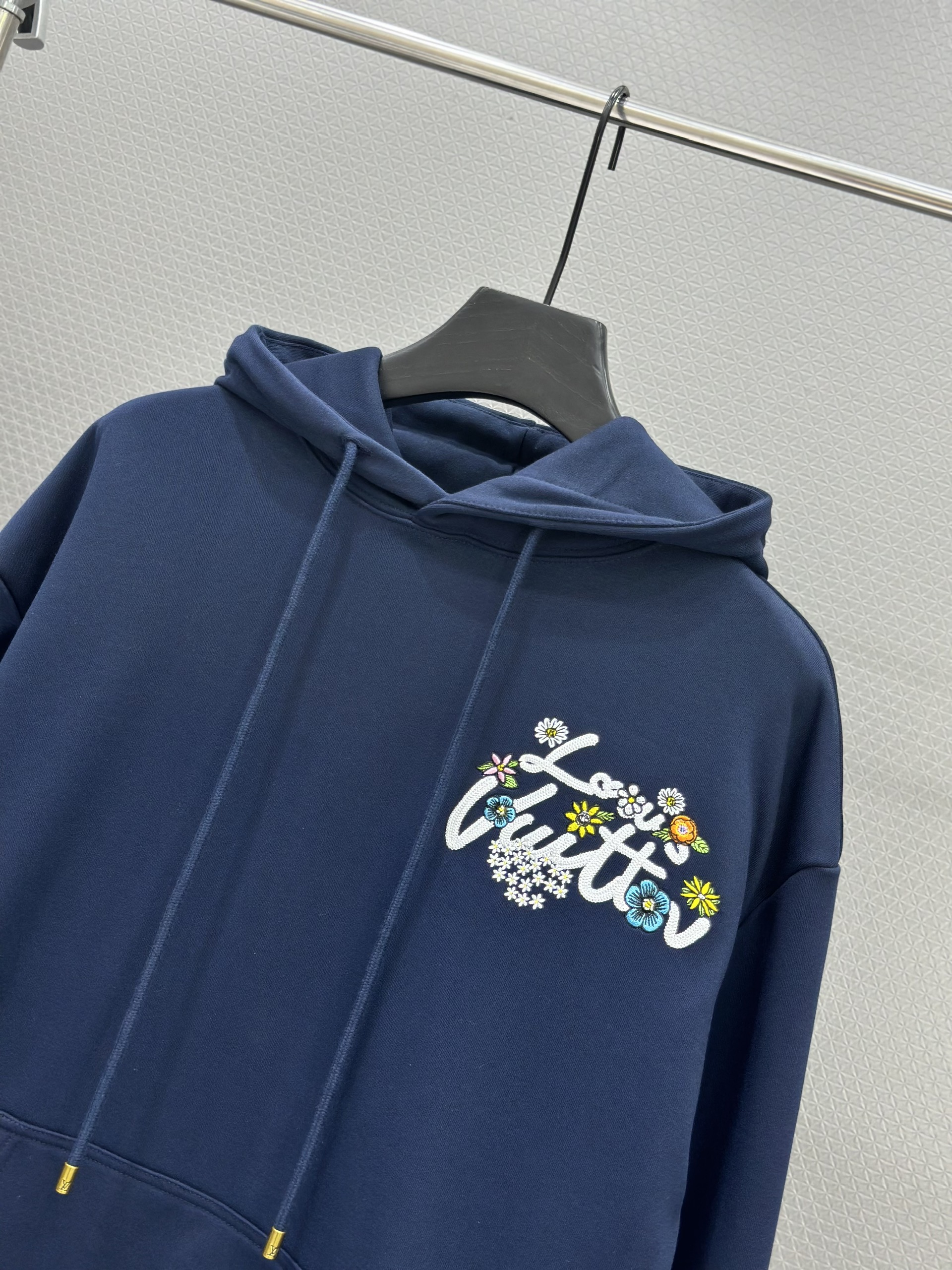 Áo Hoodie nỉ Louis Vuitton LV 1386 Xanh Than logo thêu hoa Like Auth XS-L VTN