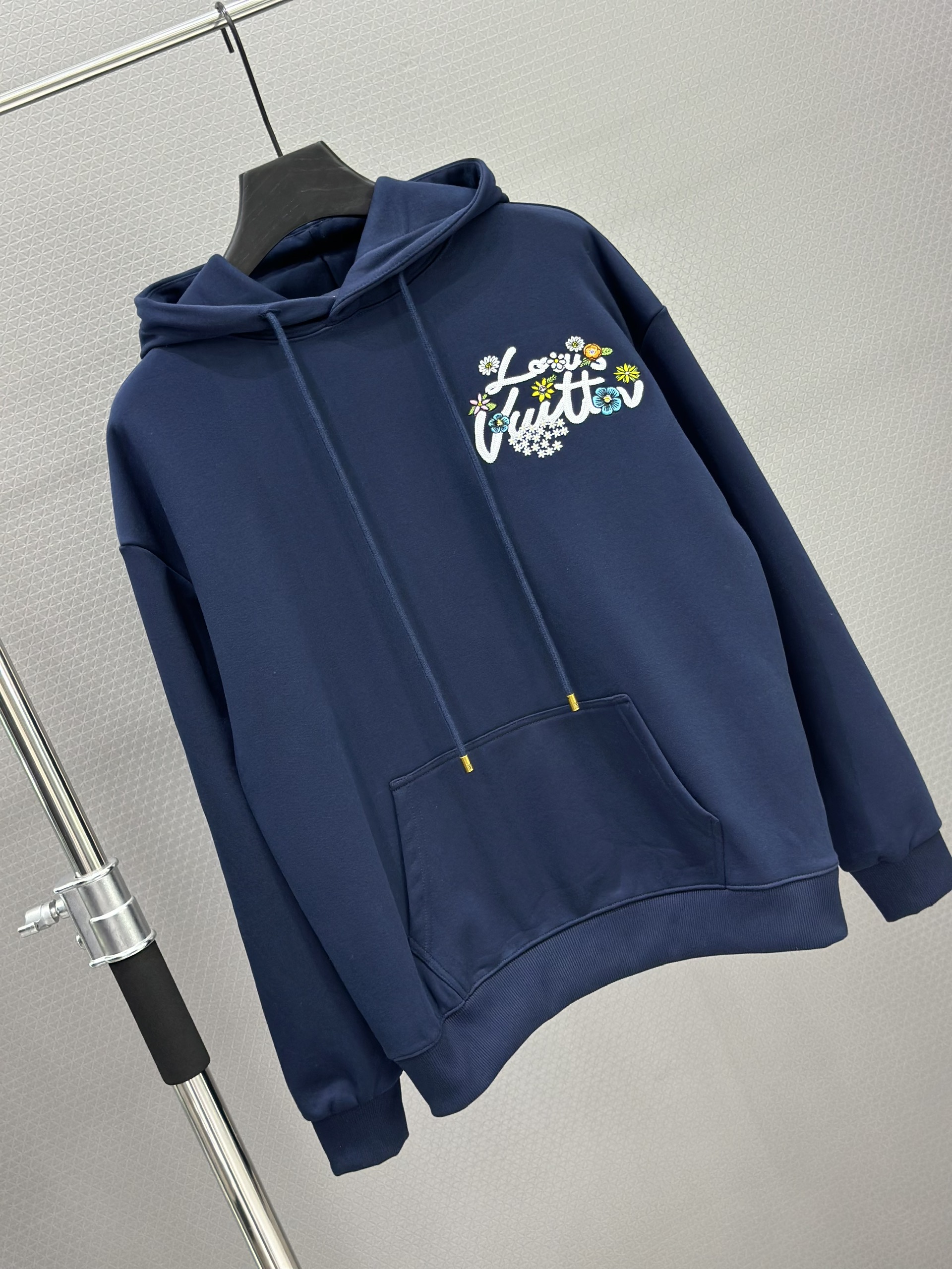 Áo Hoodie nỉ Louis Vuitton LV 1386 Xanh Than logo thêu hoa Like Auth XS-L VTN