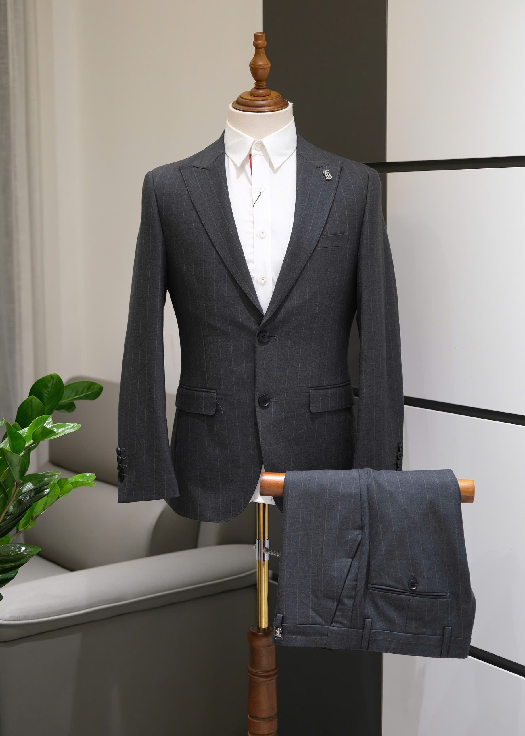 Set bộ Vest Burberry BBR Xám ghi logo TB tag bạc new 2026 Like Auth 46-54 DDT