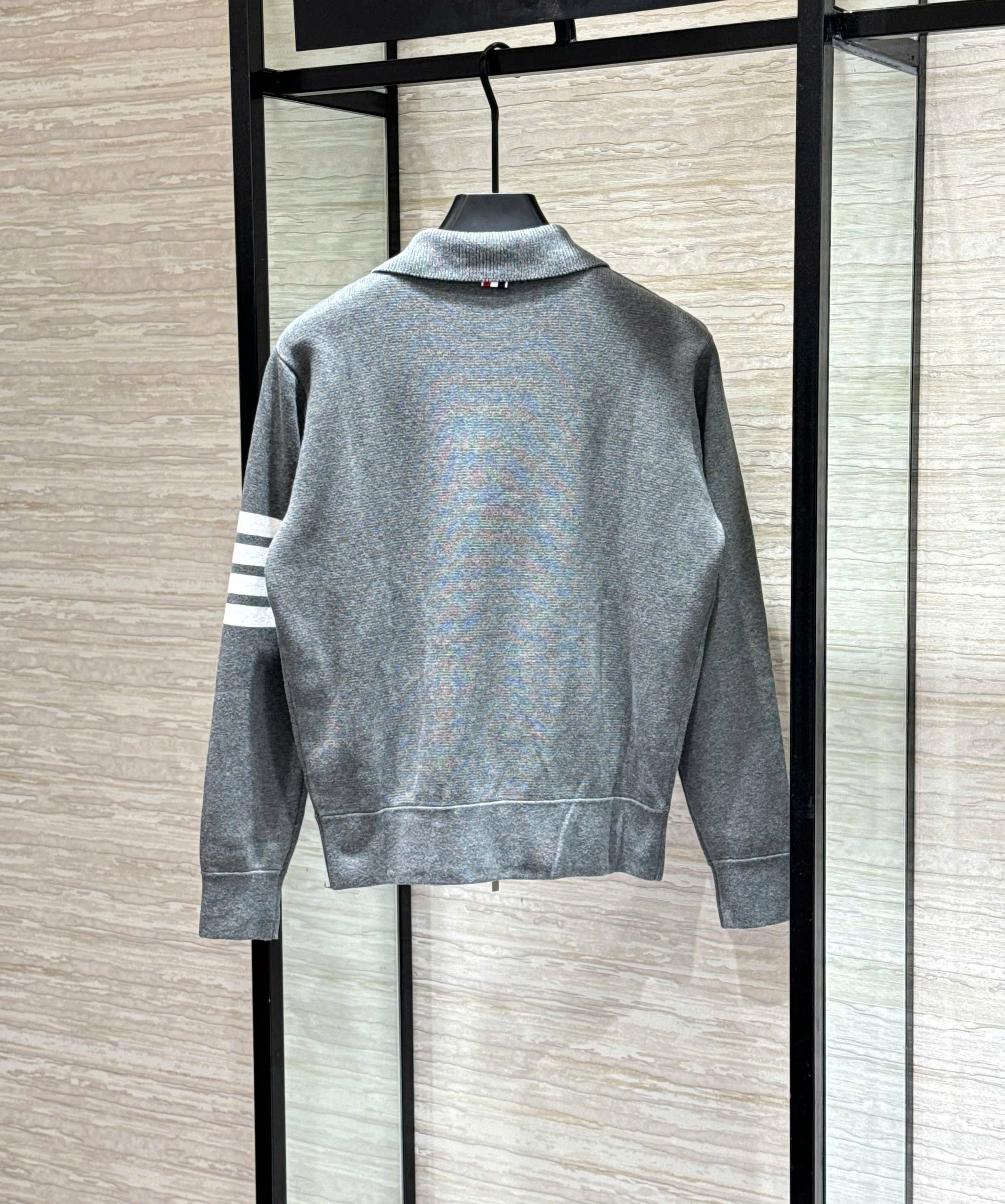 Áo khoác len Thombrowne Xám Ghi cổ bẻ kẻ tay sọc Trắng Like Auth M-XXL DDT