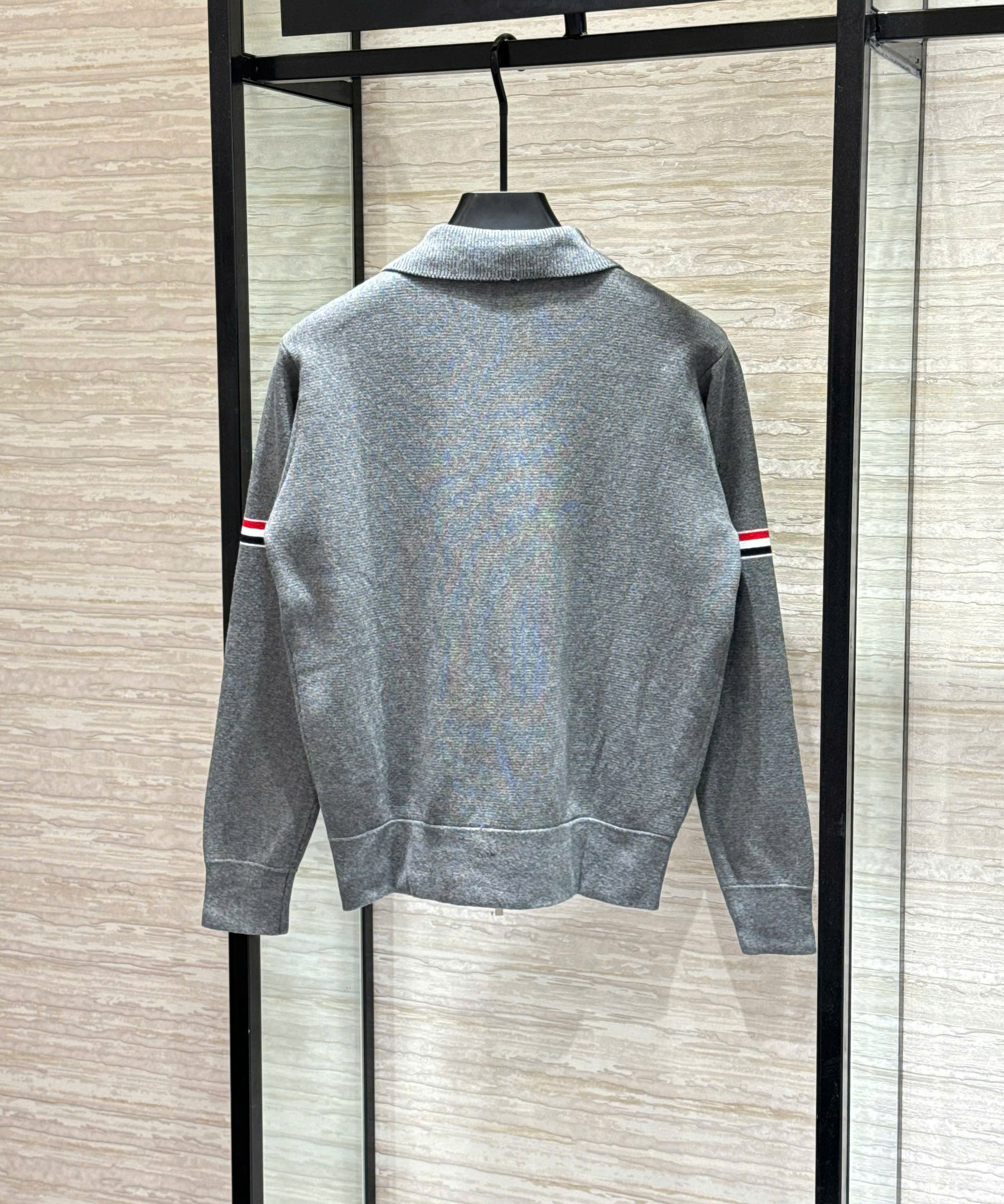 Áo khoác len Thombrowne Xám Ghi cổ bẻ kẻ 2 tay sọc Xanh Đỏ Like Auth M-XXL DDT