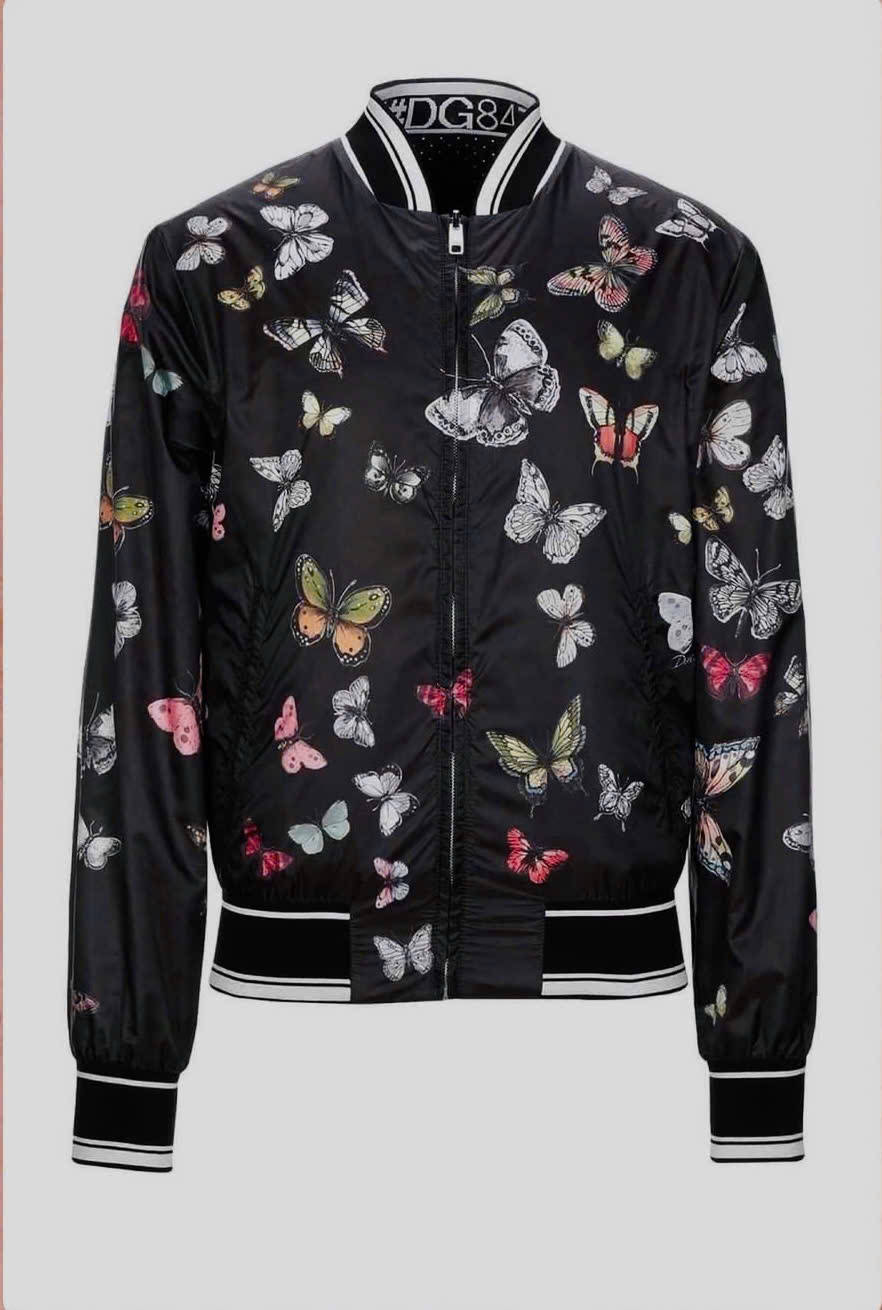 Áo khoác Bomber Dolce Gabbana DG Đen họa tiết Bướm full Like AUth 44-50 MK