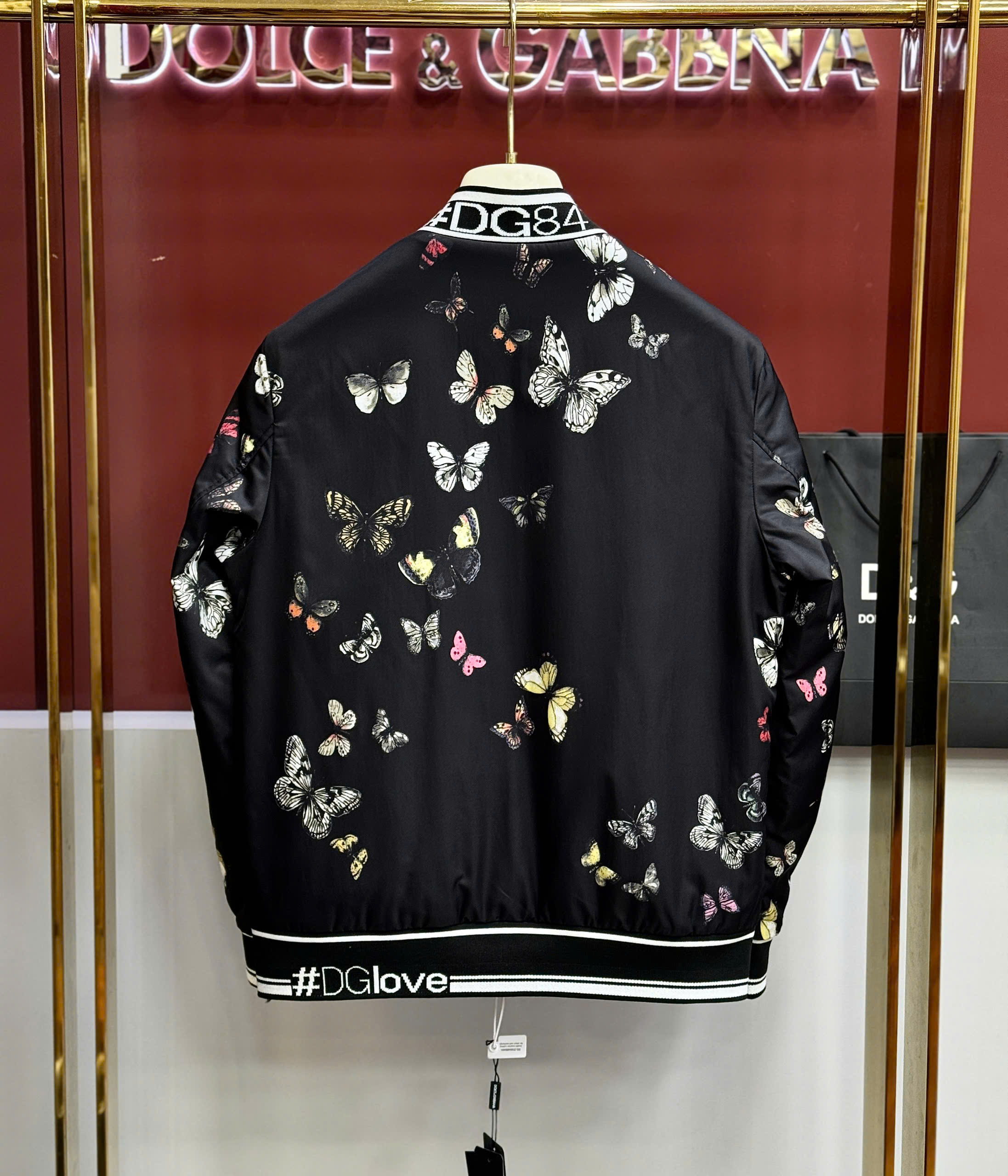Áo khoác Bomber Dolce Gabbana DG Đen họa tiết Bướm full Like AUth 44-50 MK