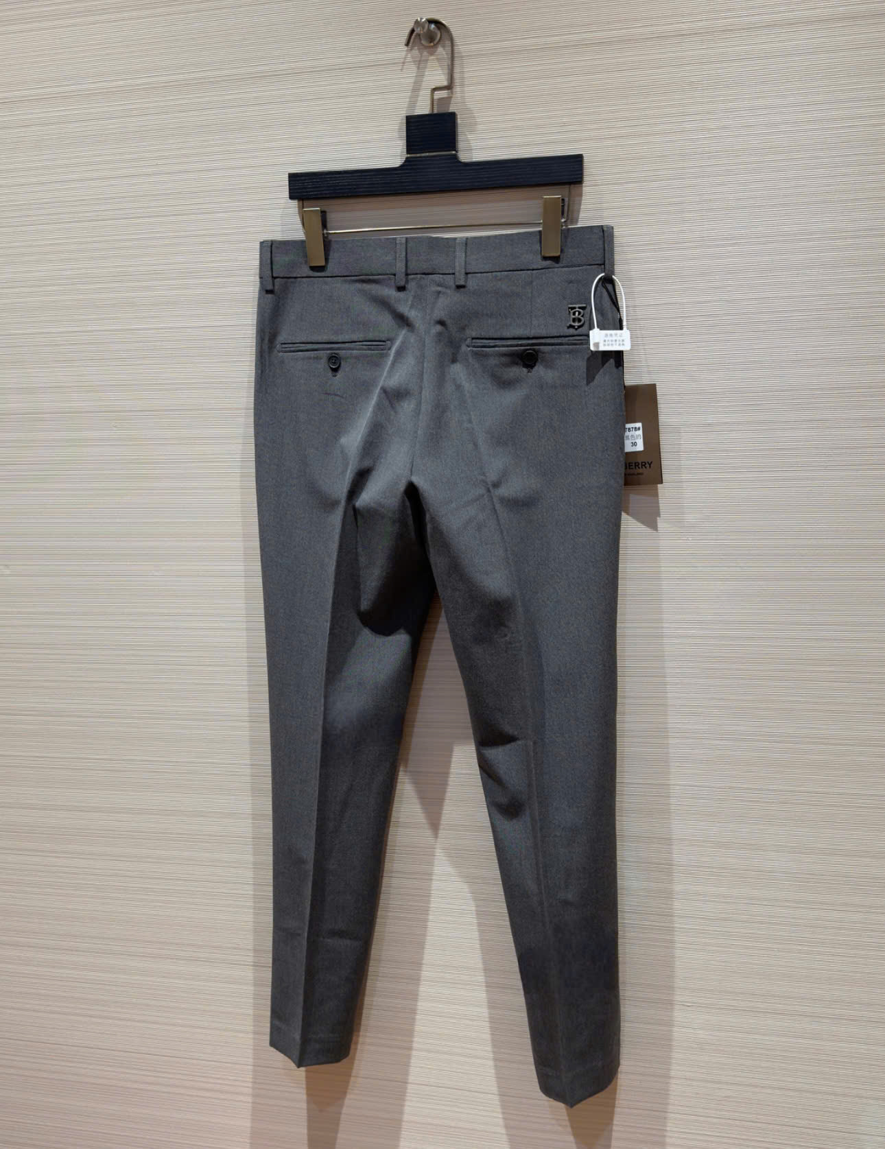 Quần âu tây Burberry BBR Xám logo TB tag bạc Like AUth 28-36 DDT