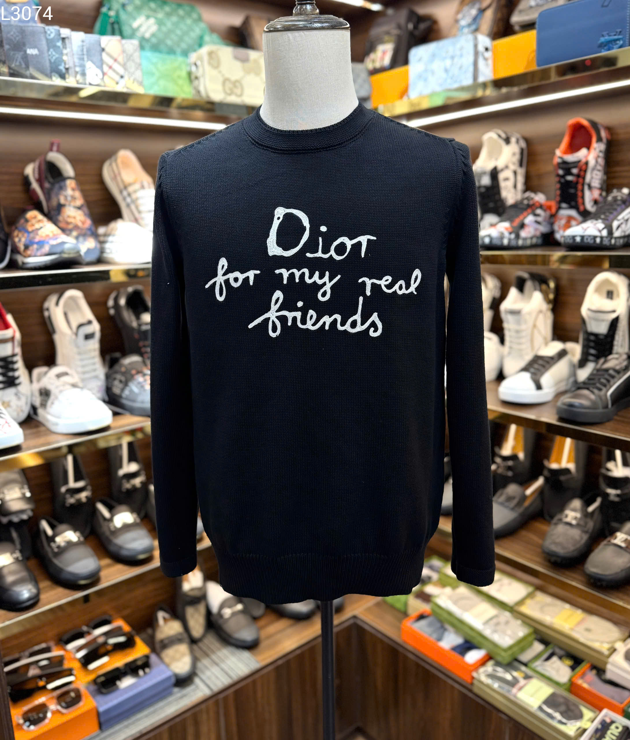 Áo sweater len Dior logo chữ ngực Like Auth XS-M MK