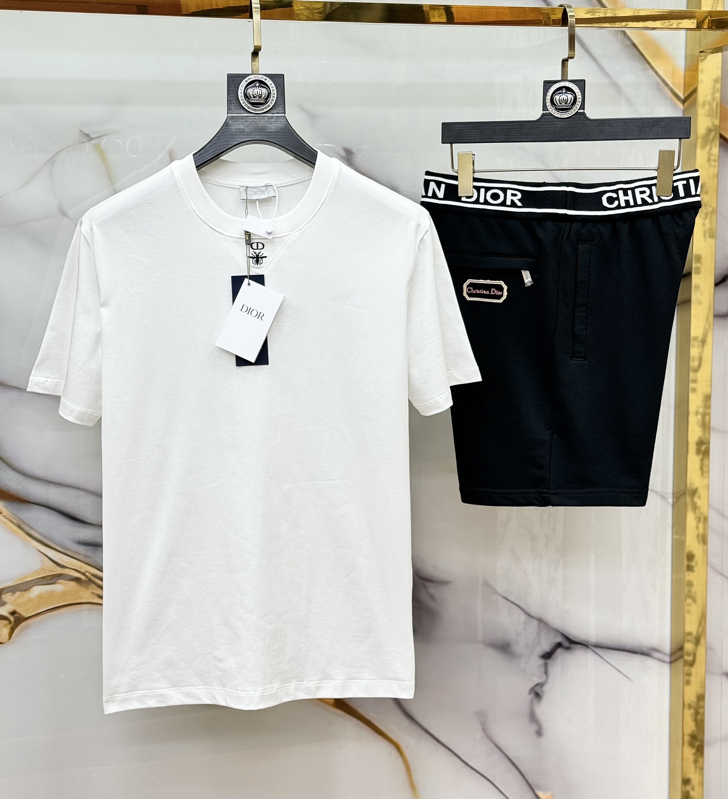 Bộ, Set hè Dior CD logo Ong tag vuông thêu Like Auth on web CD LK