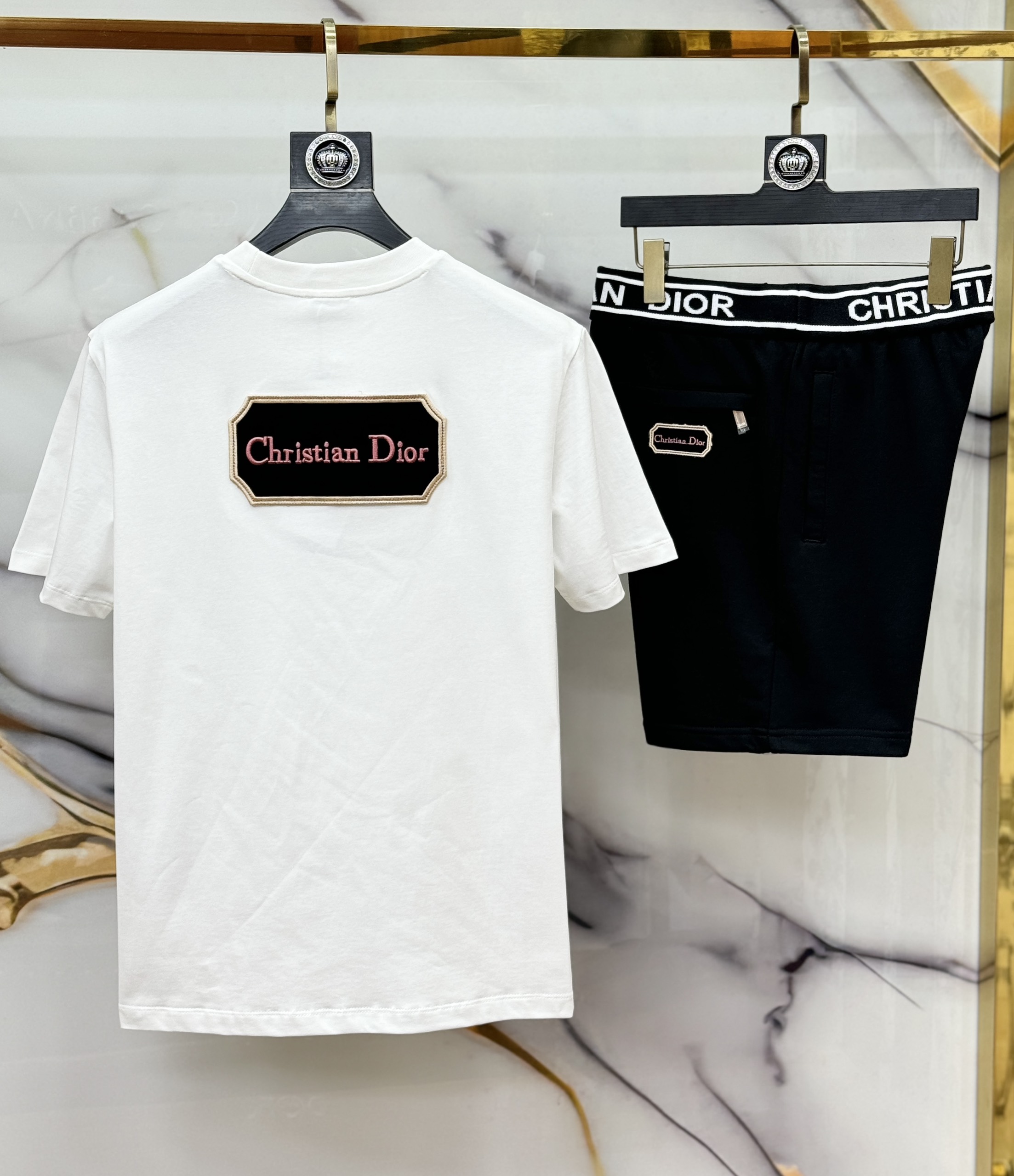 Bộ, Set hè Dior CD logo Ong tag vuông thêu Like Auth on web CD LK