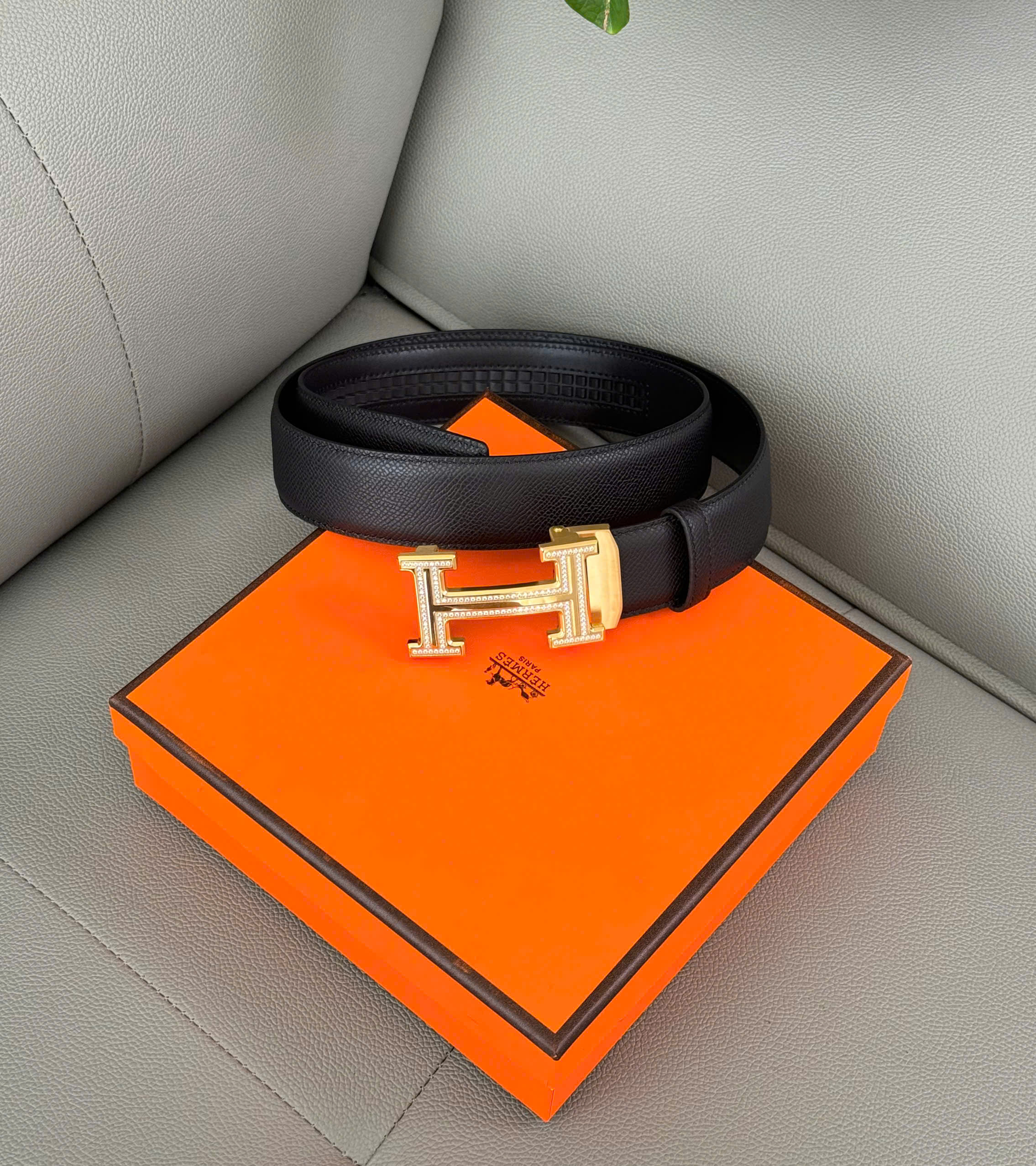 Thắt lưng dây nịt Hermes HM mặt Vàng đính đá Full 1-1 On Web 85-110 DDT