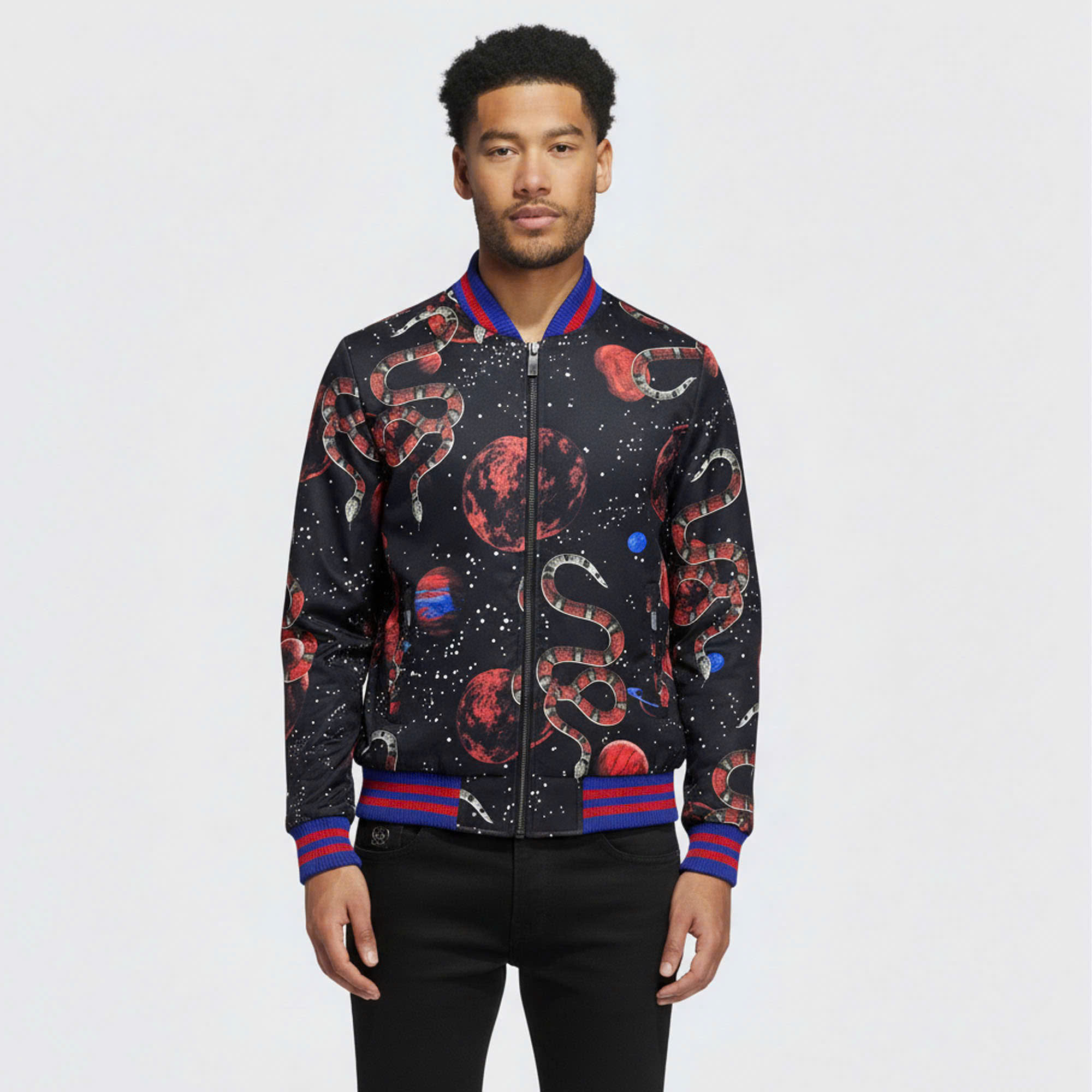 Áo khoác bomber gió Gucci GC Rắn snake check kẻ cổ Xanh Đỏ Like Auth 44-50 MK