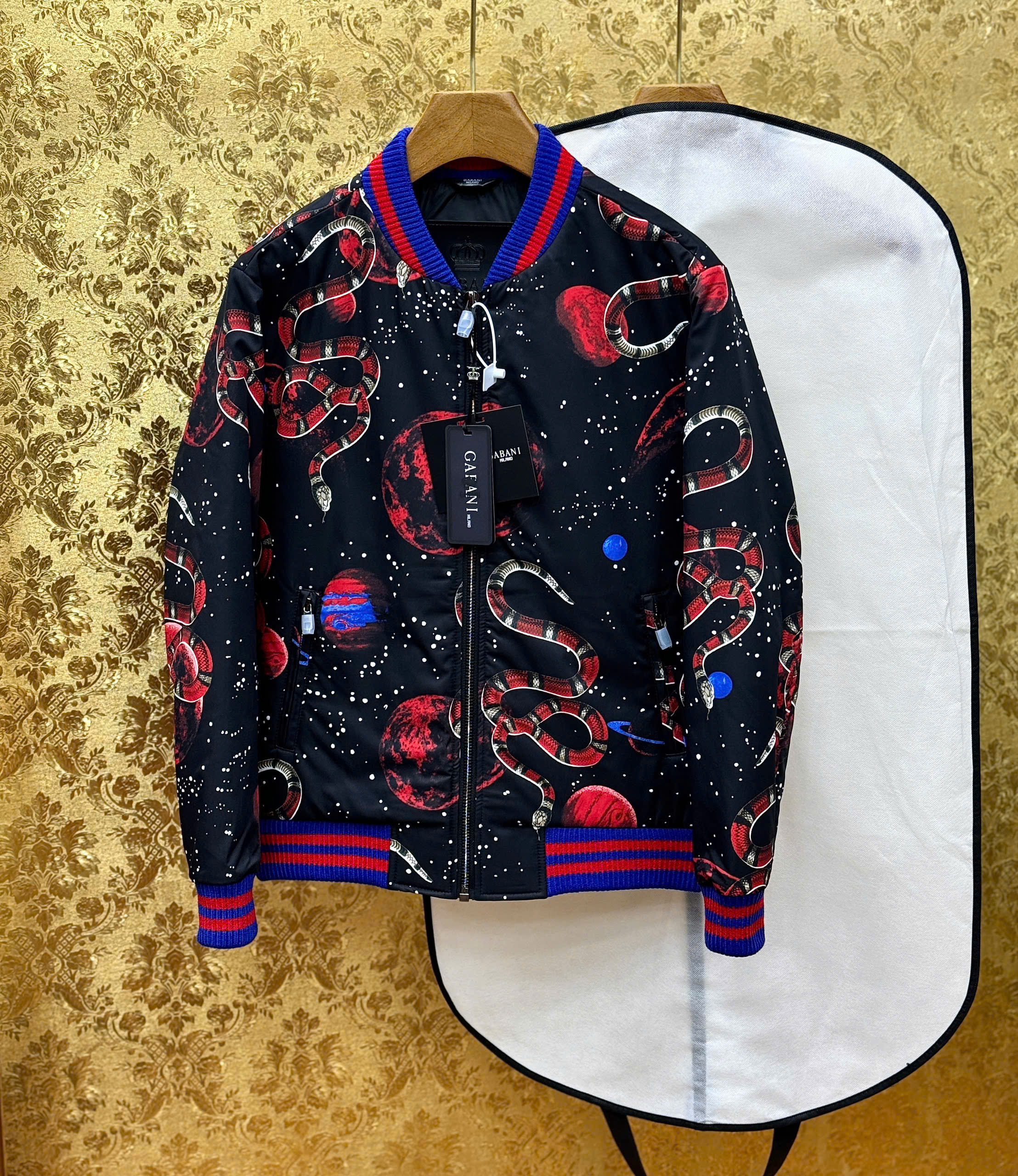 Áo khoác bomber gió Gucci GC Rắn snake check kẻ cổ Xanh Đỏ Like Auth 44-50 MK