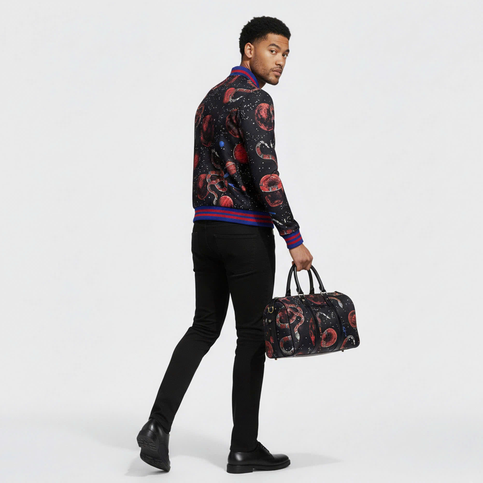 Áo khoác bomber gió Gucci GC Rắn snake check kẻ cổ Xanh Đỏ Like Auth 44-50 MK