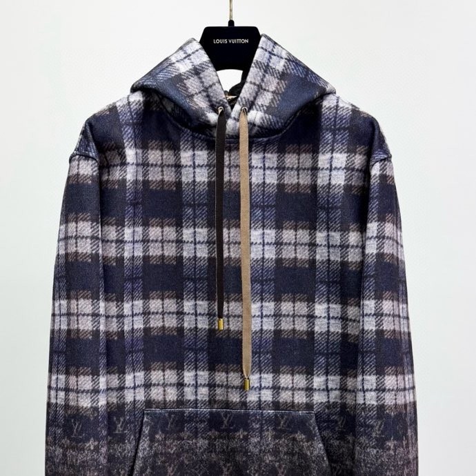 Áo khoác hoodie Louis Vuitton LV 015 Xanh Than kẻ sọc thân dưới full monogram Like Auth S-L VTN