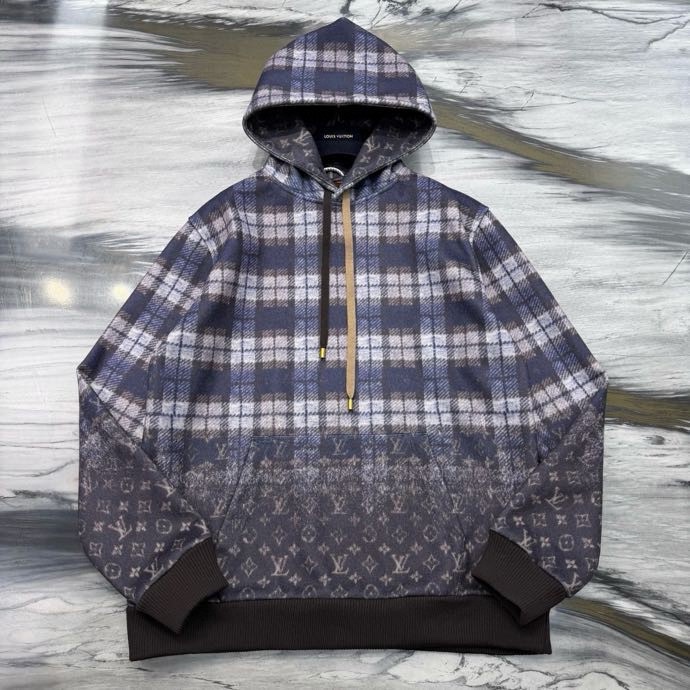 Áo khoác hoodie Louis Vuitton LV 015 Xanh Than kẻ sọc thân dưới full monogram Like Auth S-L VTN