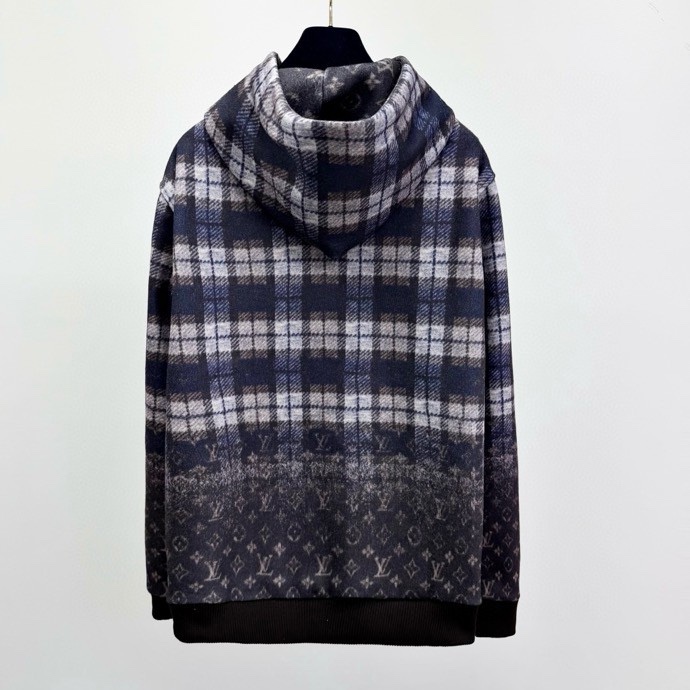 Áo khoác hoodie Louis Vuitton LV 015 Xanh Than kẻ sọc thân dưới full monogram Like Auth S-L VTN