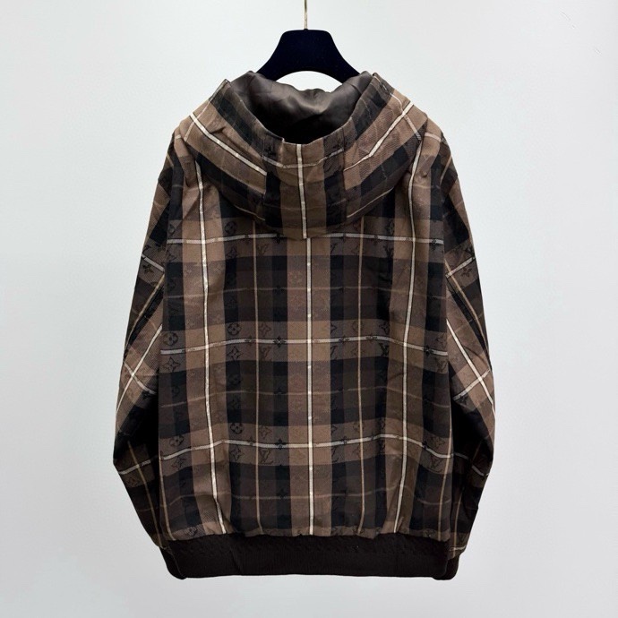 Áo khoác hoodie Louis Vuitton LV 1361 Nâu kẻ sọc logo ngực Like Auth S-L VTN