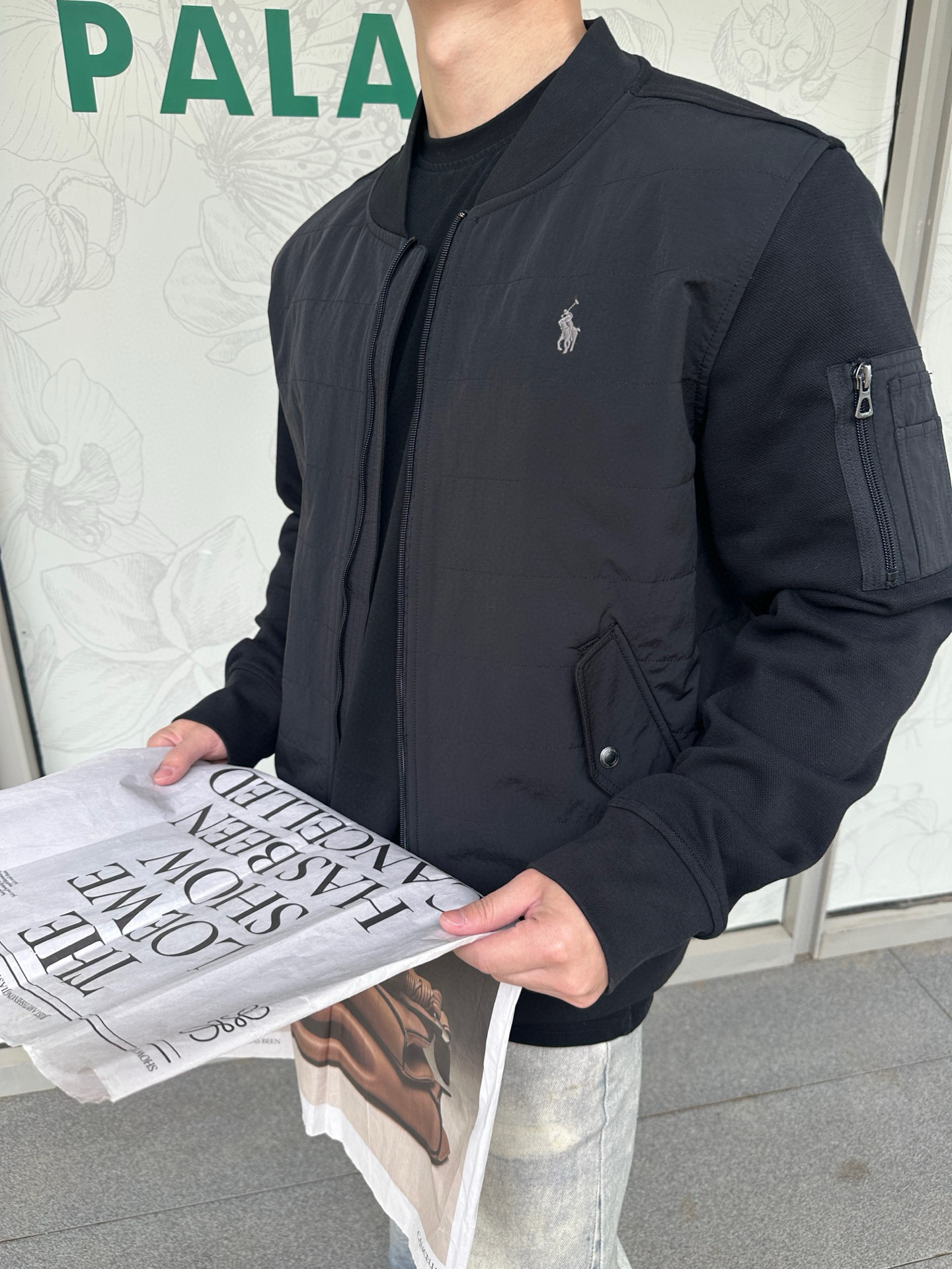 Áo khoác bomber Polo 25369 Đen logo ngựa thêu ngực Like Auth S-L VTN