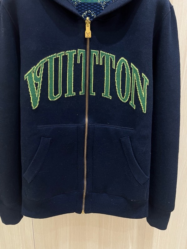 Áo khoác hoodie len Louis Vuitton LV 1273 Xanh Than 2 mặt monogram logo Xanh Lá Like Auth S-L VTN