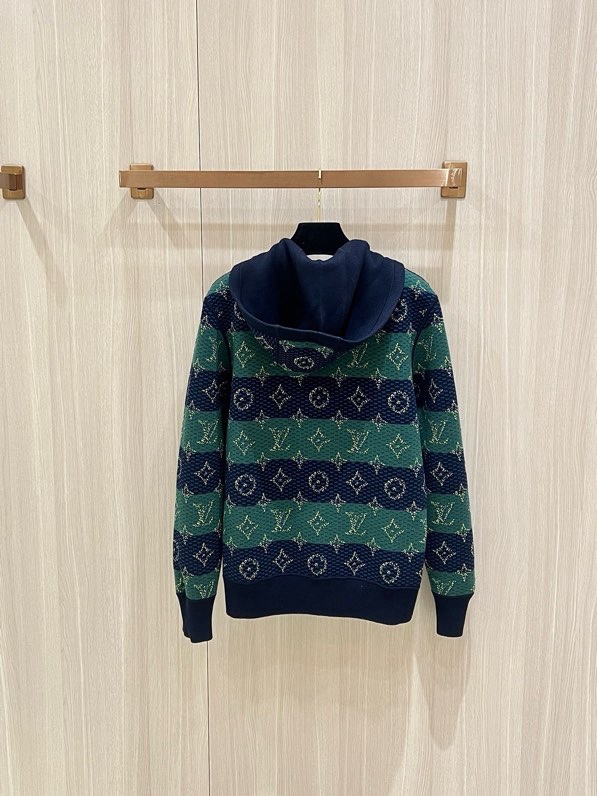 Áo khoác hoodie len Louis Vuitton LV 1273 Xanh Than 2 mặt monogram logo Xanh Lá Like Auth S-L VTN