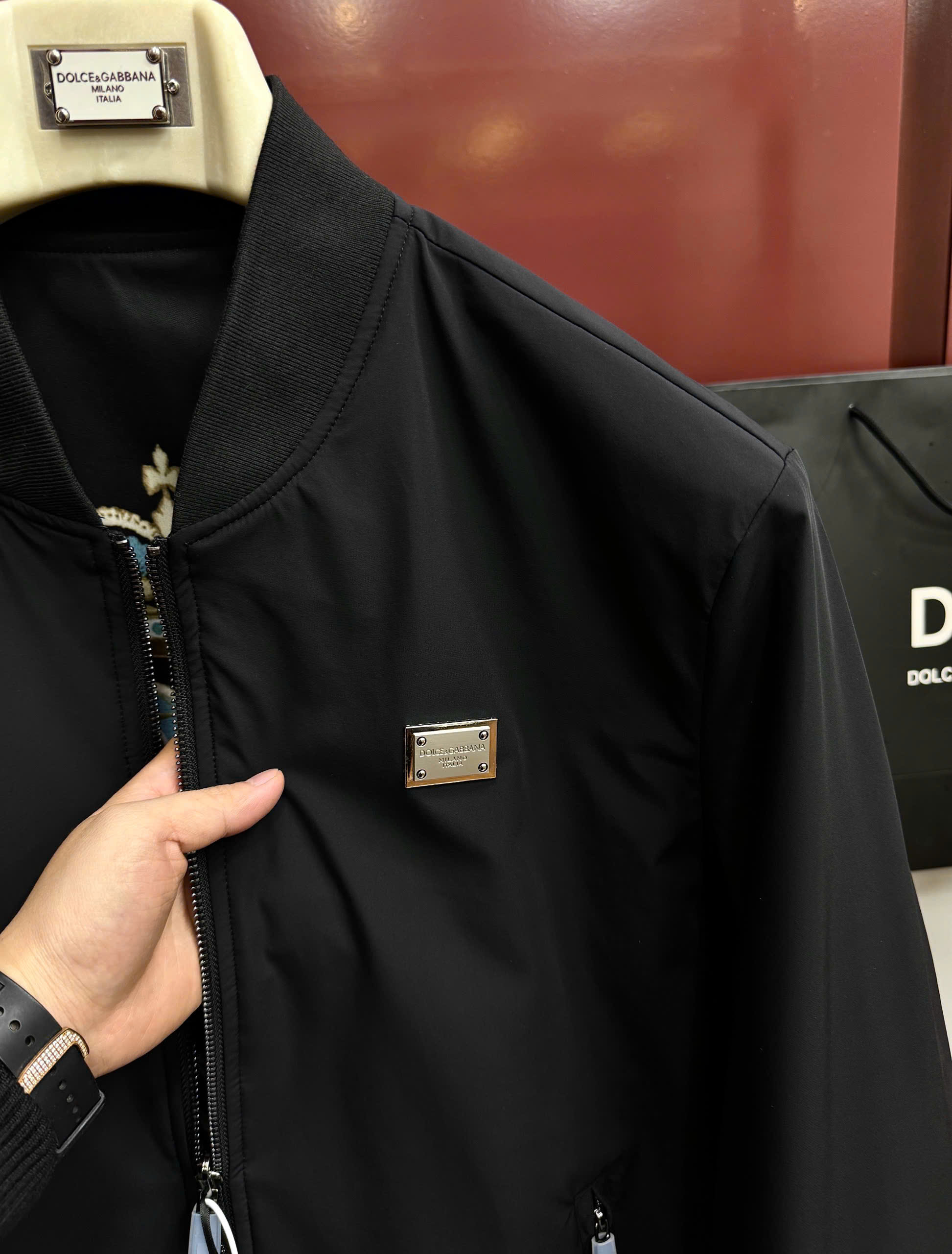 Áo khoác bomber Dolce Gabbana DG logo thêu đôi Công vương miện Like Auth 44-50 CD