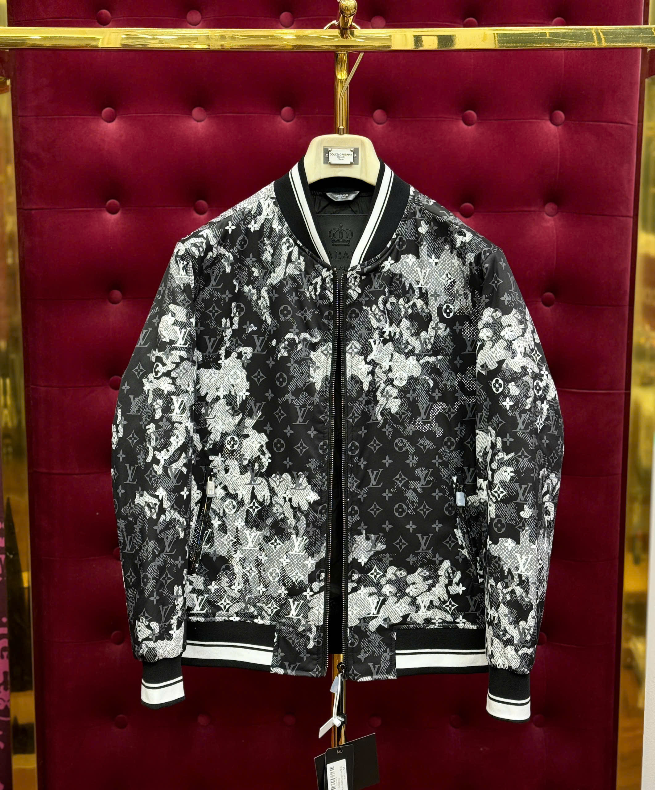 Áo khoác bomber Louis Vuitton LV loang monogram check kẻ sọc viền cổ cạp Like Auth 44-50 CD