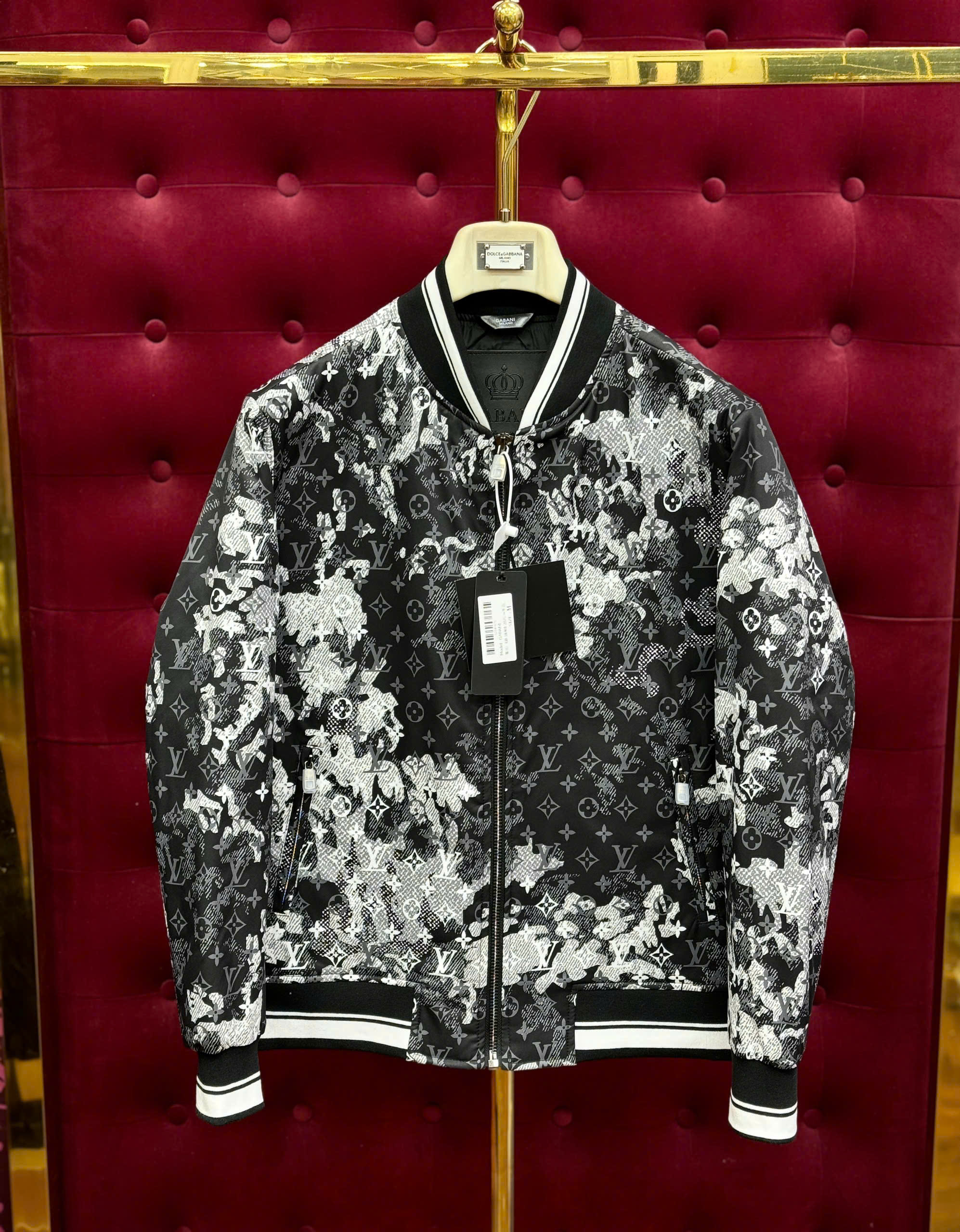 Áo khoác bomber Louis Vuitton LV loang monogram check kẻ sọc viền cổ cạp Like Auth 44-50 CD