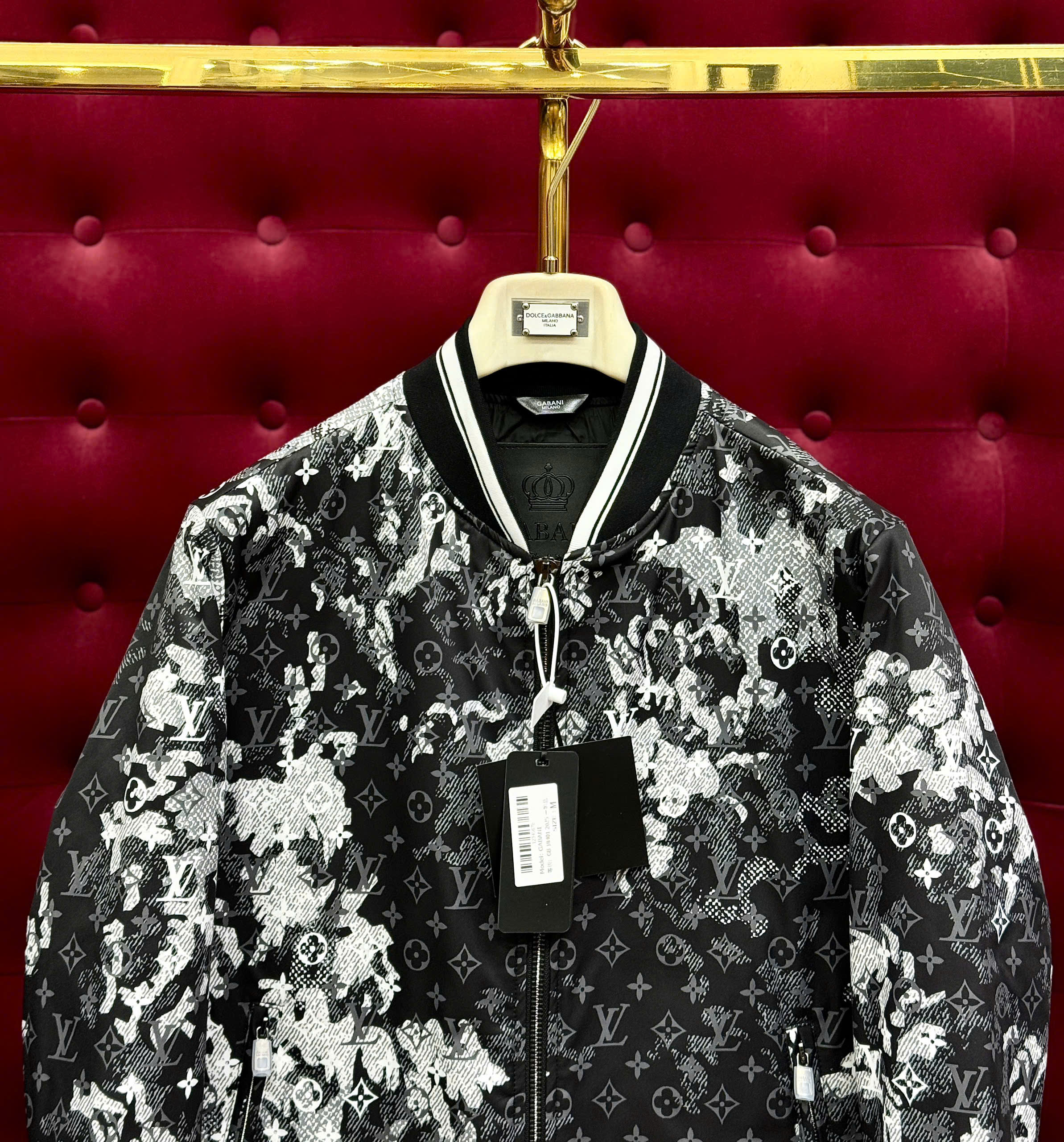 Áo khoác bomber Louis Vuitton LV loang monogram check kẻ sọc viền cổ cạp Like Auth 44-50 CD