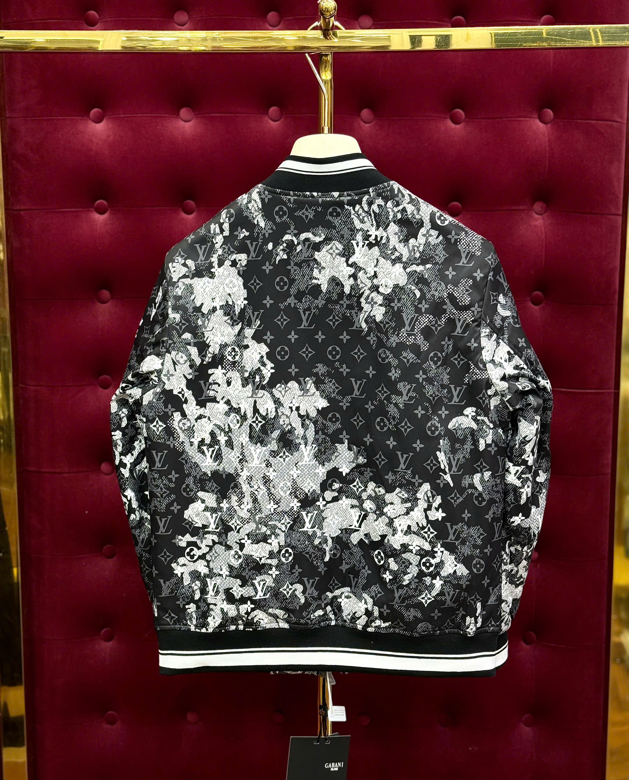 Áo khoác bomber Louis Vuitton LV loang monogram check kẻ sọc viền cổ cạp Like Auth 44-50 CD