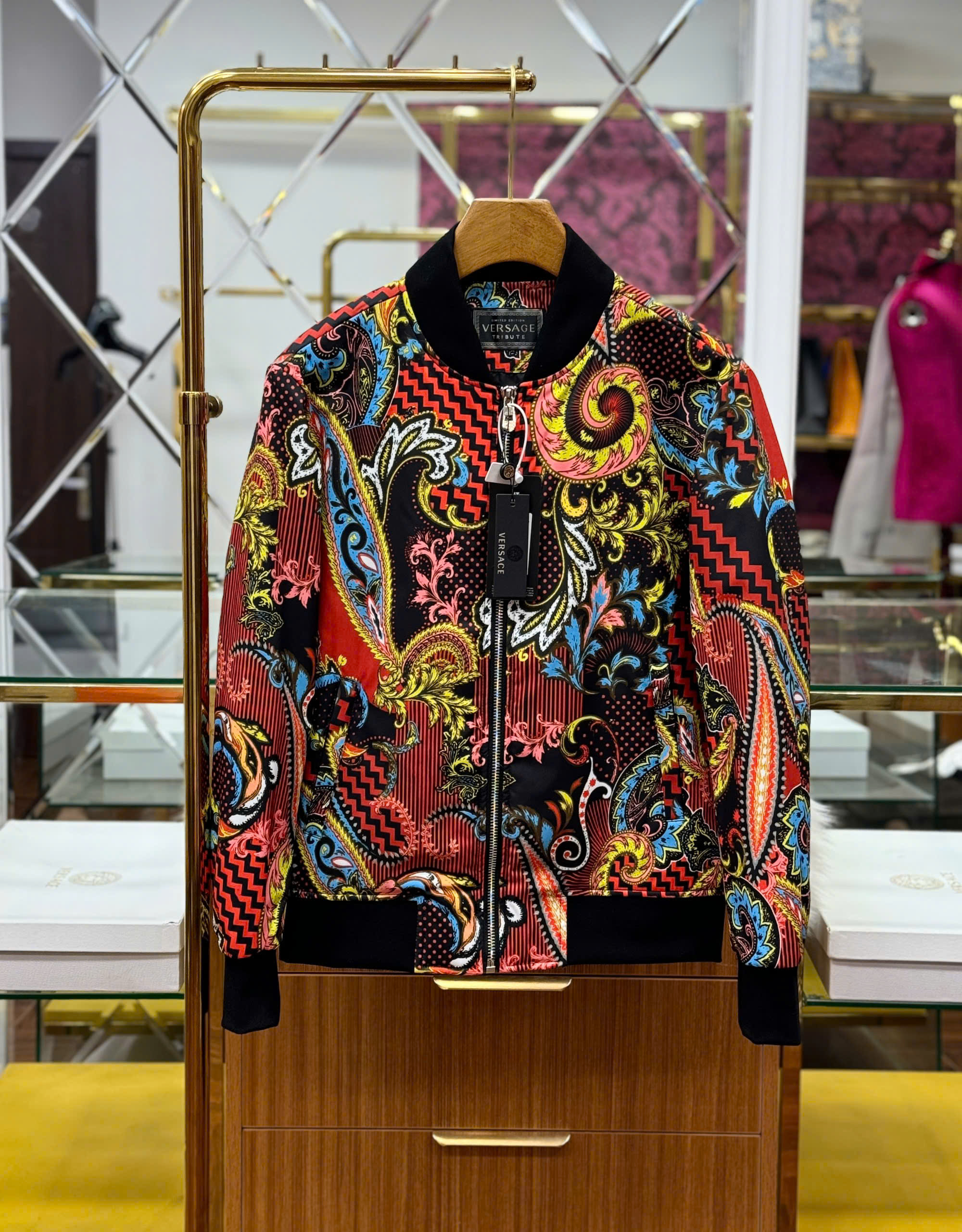 Áo khoác bomber Versace VS họa tiết hoa lá quý tộc Like Auth 44-50 MK