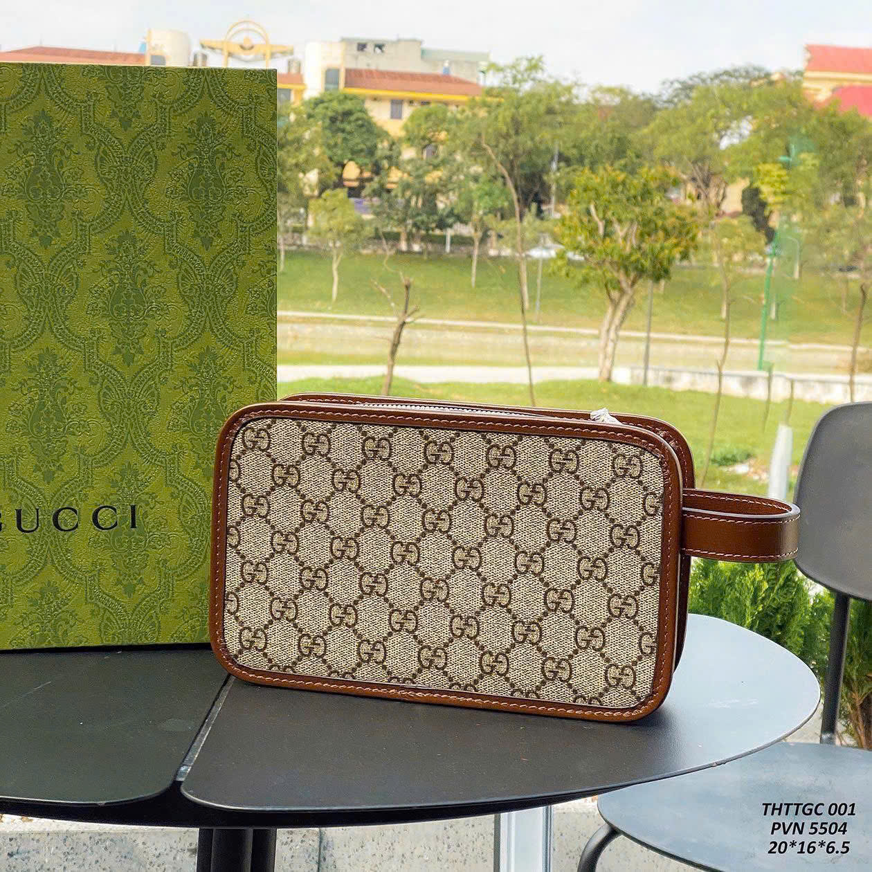 995 Túi ví Clutch Gucci GC monogram full Nâu Like Auth 20x16x7 DDT