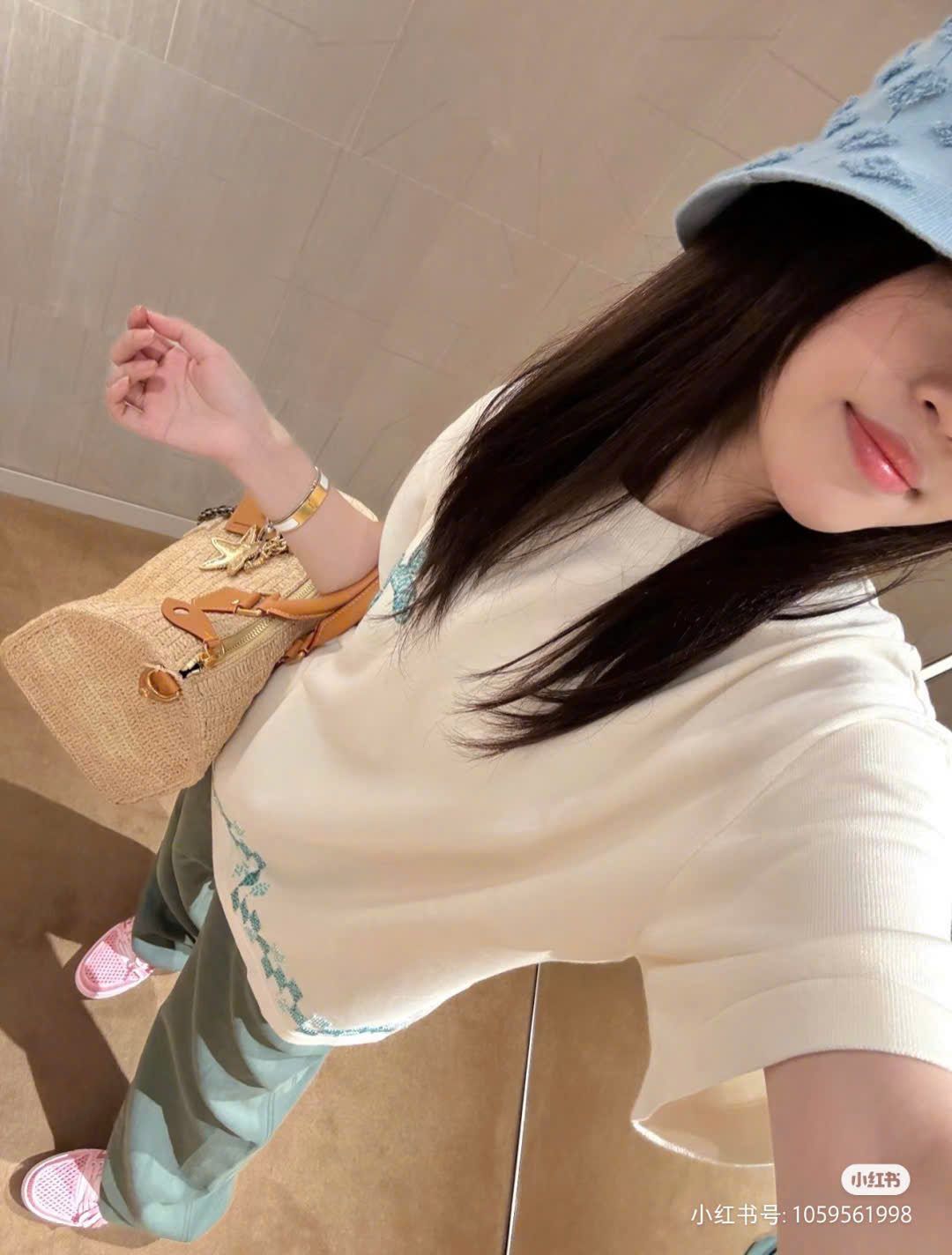 Áo phông T shirt len Louis Vuitton LV logo thêu ngực vạt caro đan Like Auth XS-M DDT