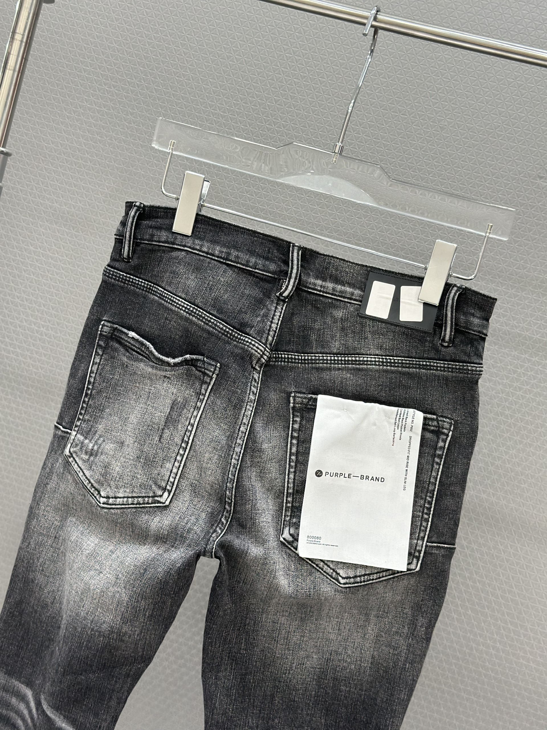 Quần bò jean Purple Xám rách gấu wash vải Trắng túi sau Like Auth 28-34 VTN