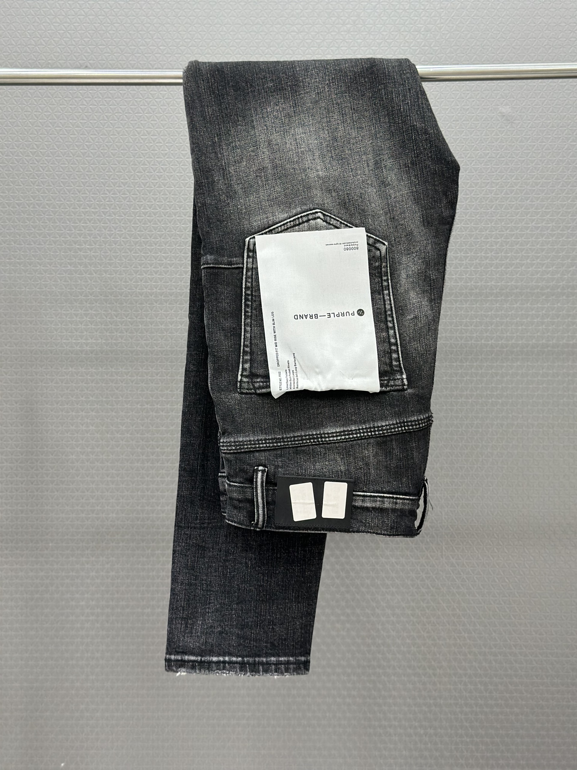 Quần bò jean Purple Xám rách gấu wash vải Trắng túi sau Like Auth 28-34 VTN