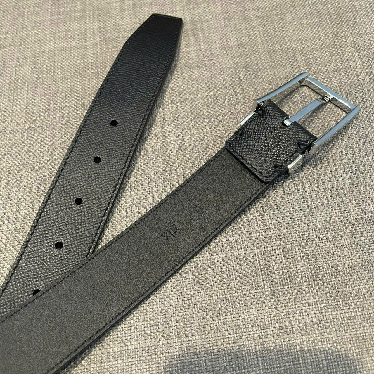 Thắt lưng dây nịt Louis Vuitton LV mặt bạc khóa cài dây Đen sần Like Auth 85-110 DDT