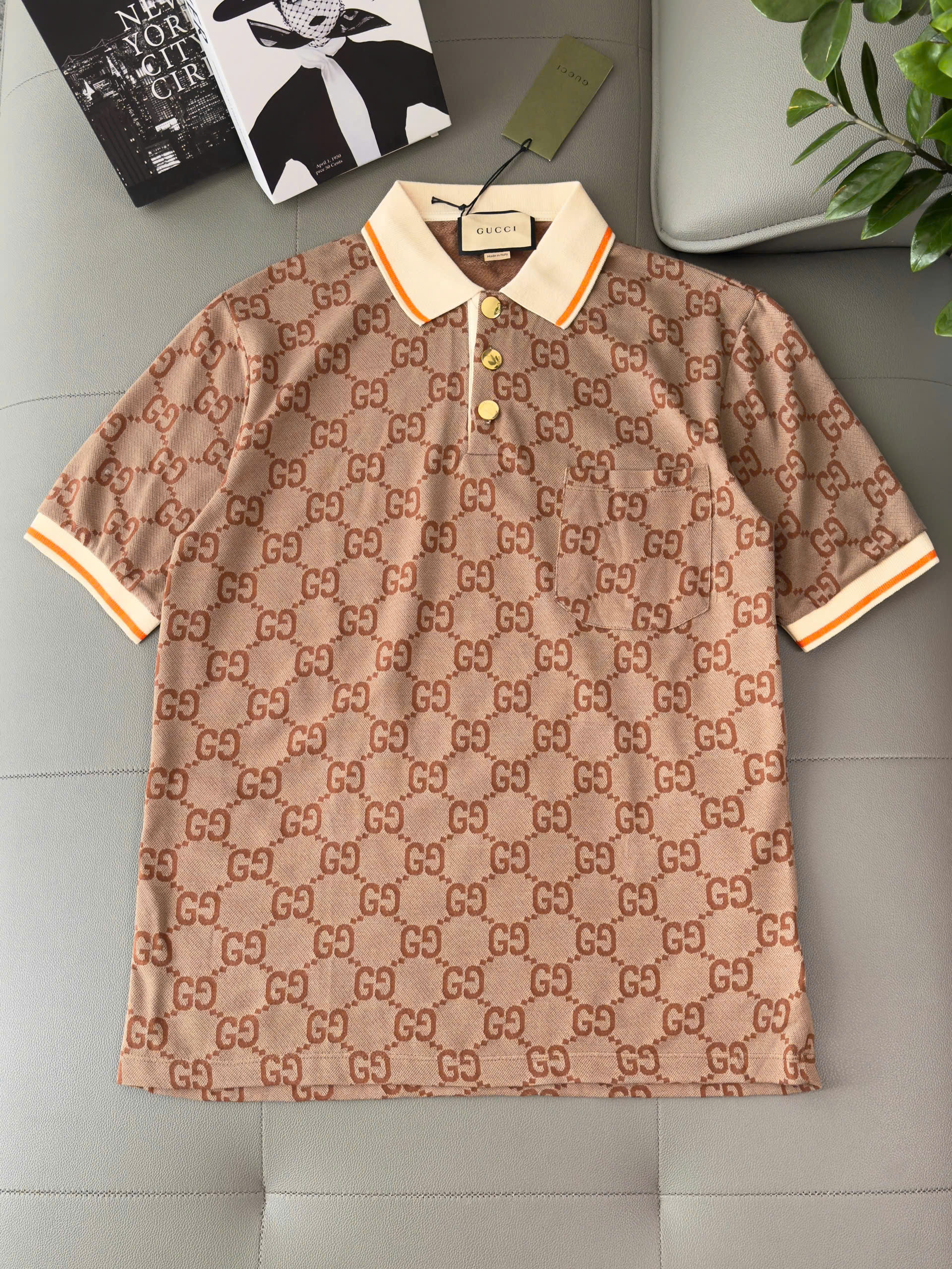 Áo polo Gucci GC Nâu monogram full Like Auth S-XL DDT