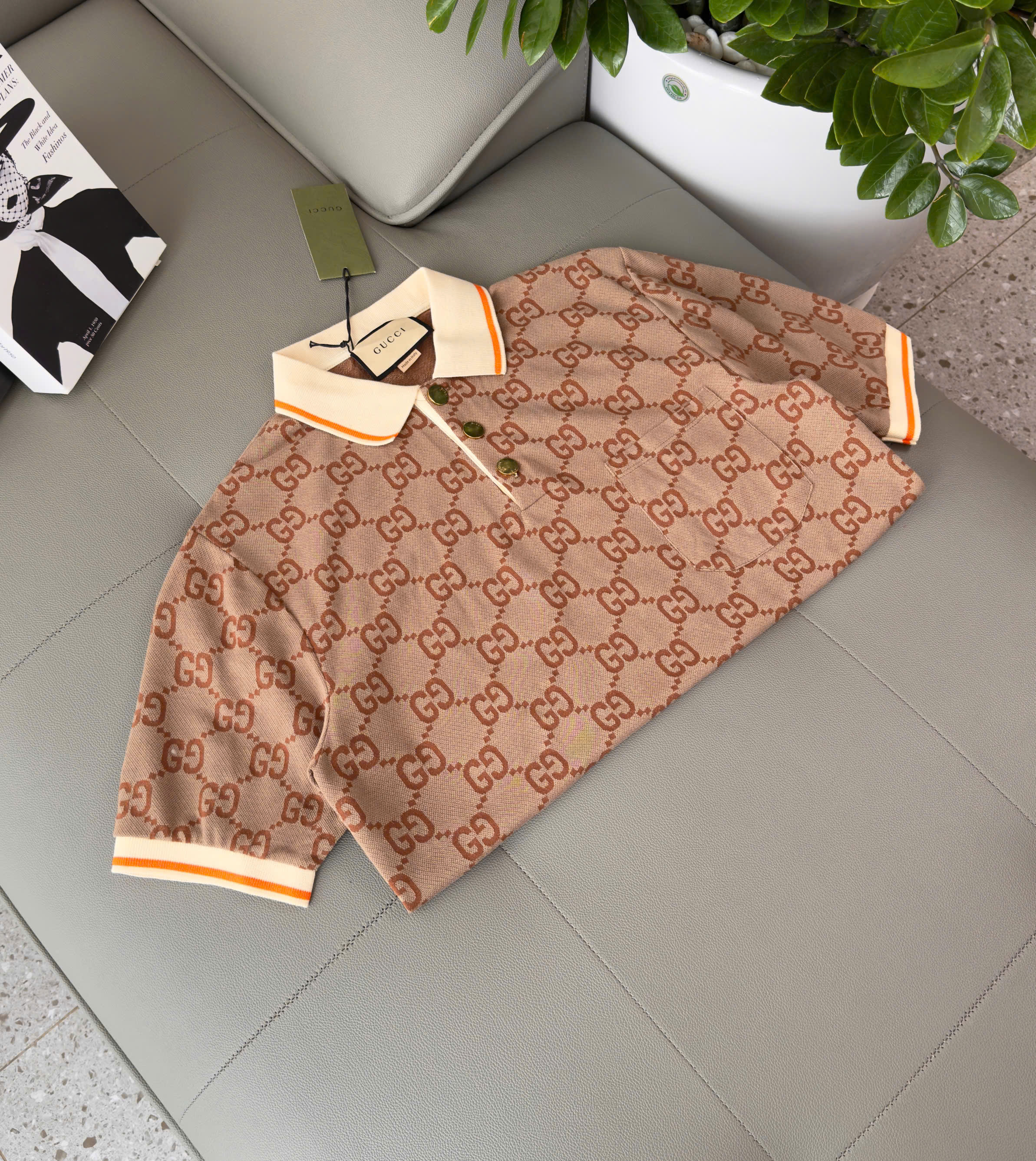 Áo polo Gucci GC Nâu monogram full Like Auth S-XL DDT