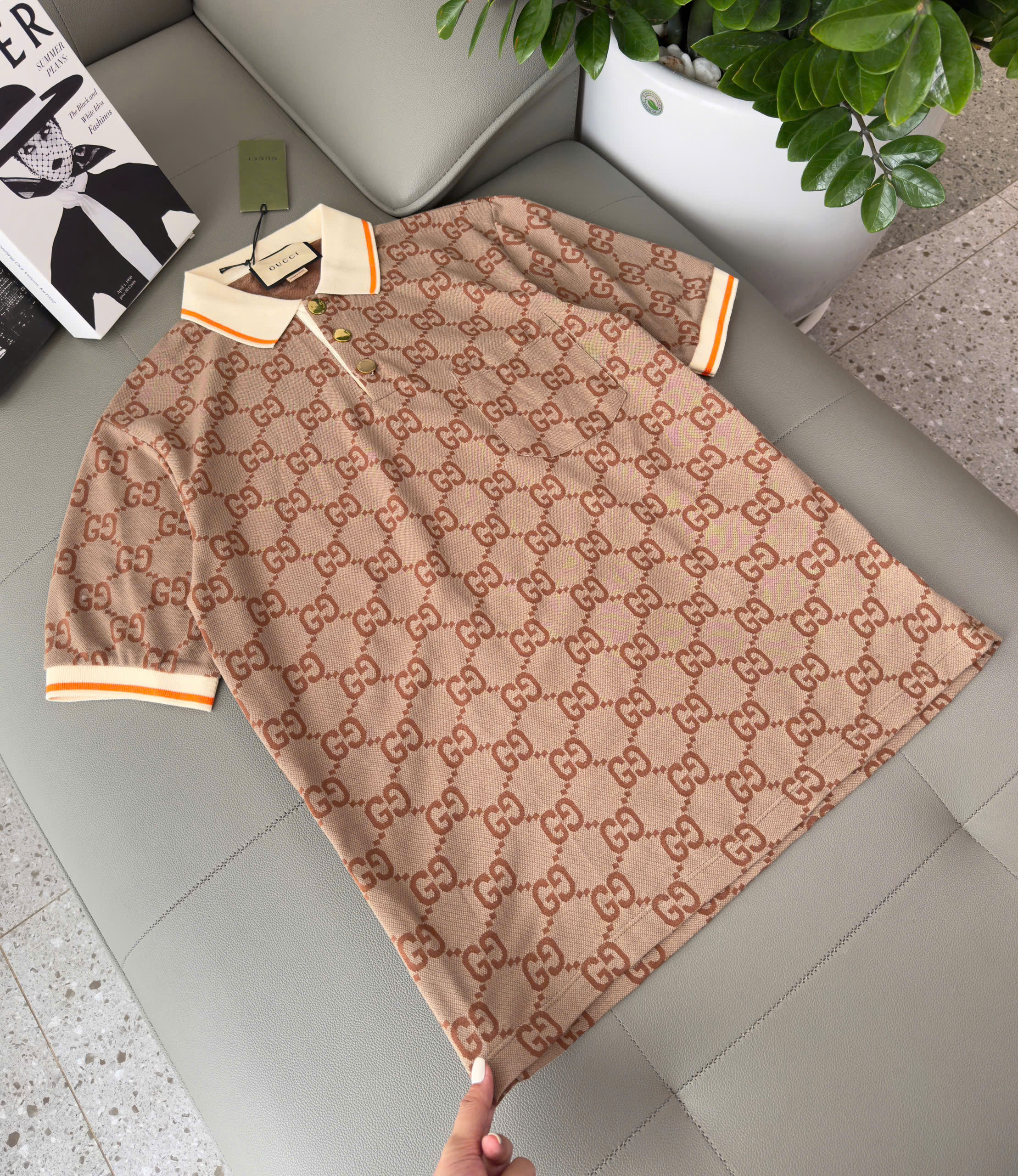 Áo polo Gucci GC Nâu monogram full Like Auth S-XL DDT