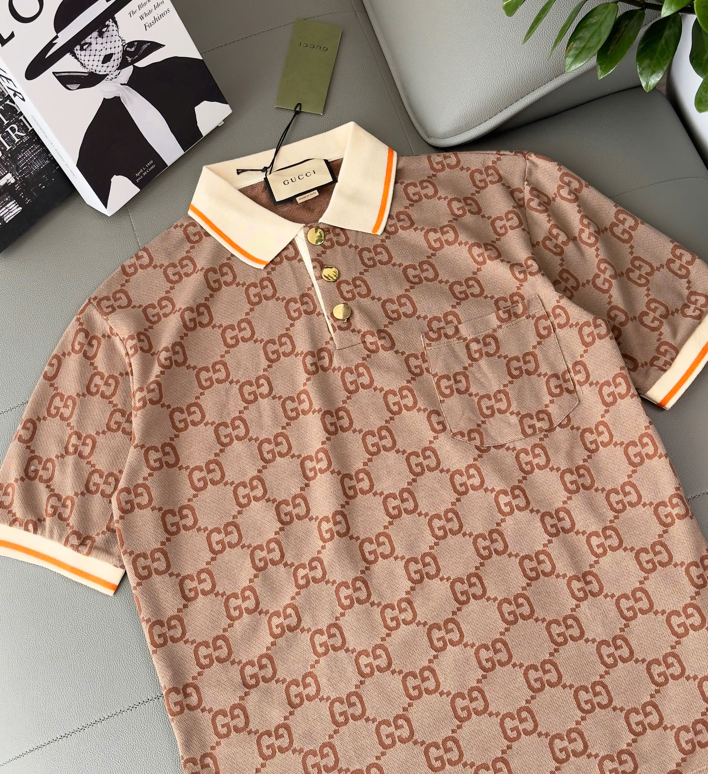 Áo polo Gucci GC Nâu monogram full Like Auth S-XL DDT