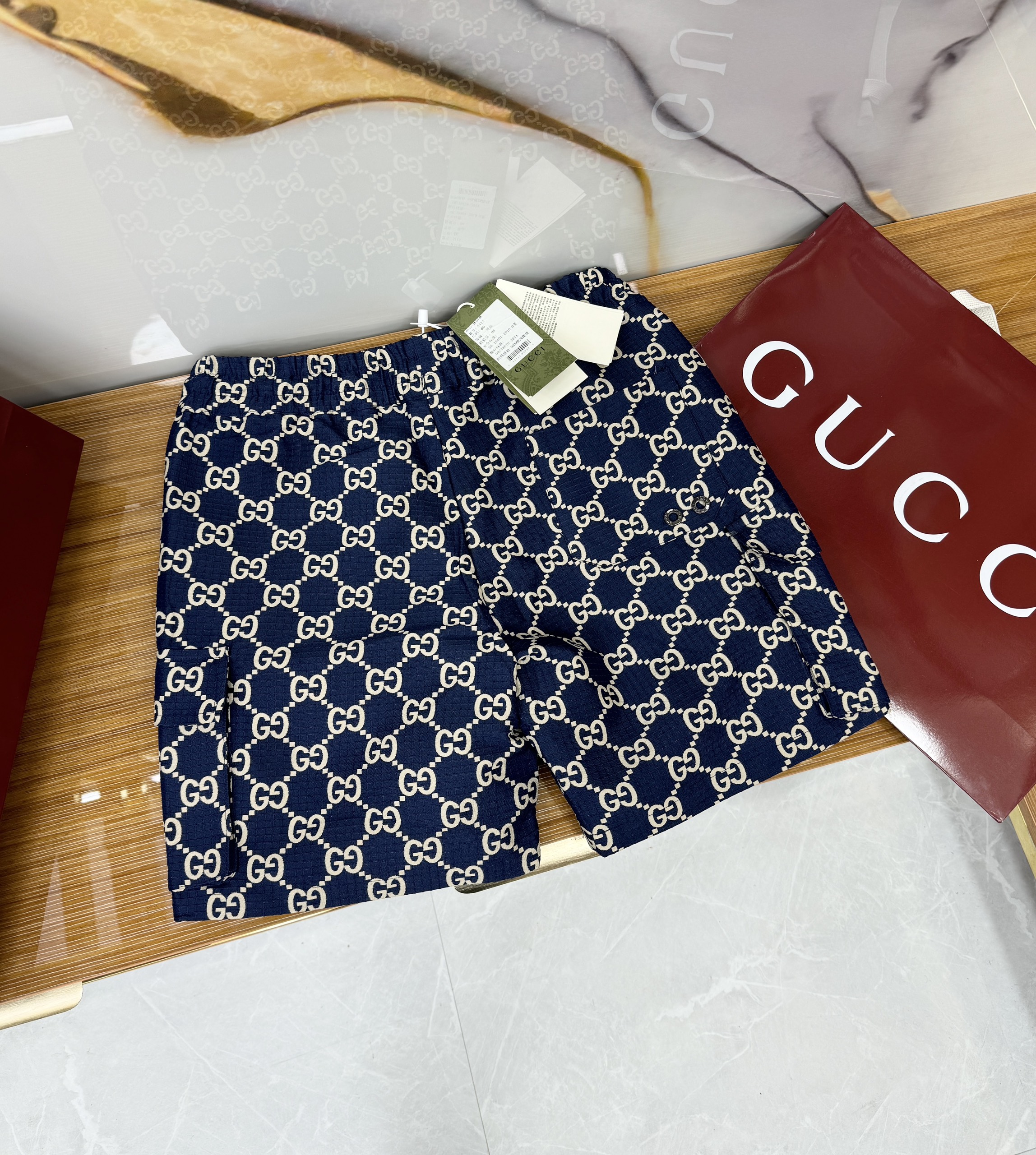 Quần short gió Gucci GC họa tiết monogram logo GG full Like Auth 1-1 on web CD