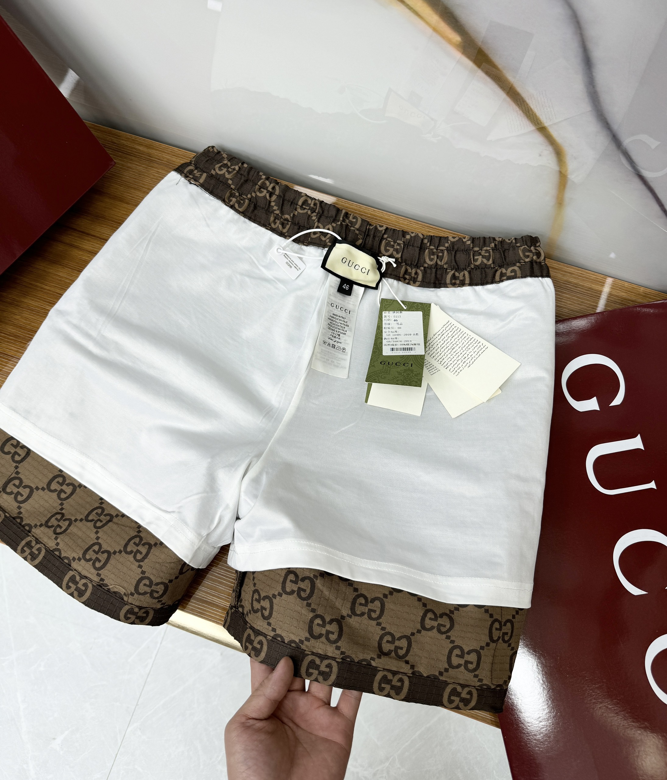 Quần short gió Gucci GC họa tiết monogram logo GG full Like Auth 1-1 on web CD
