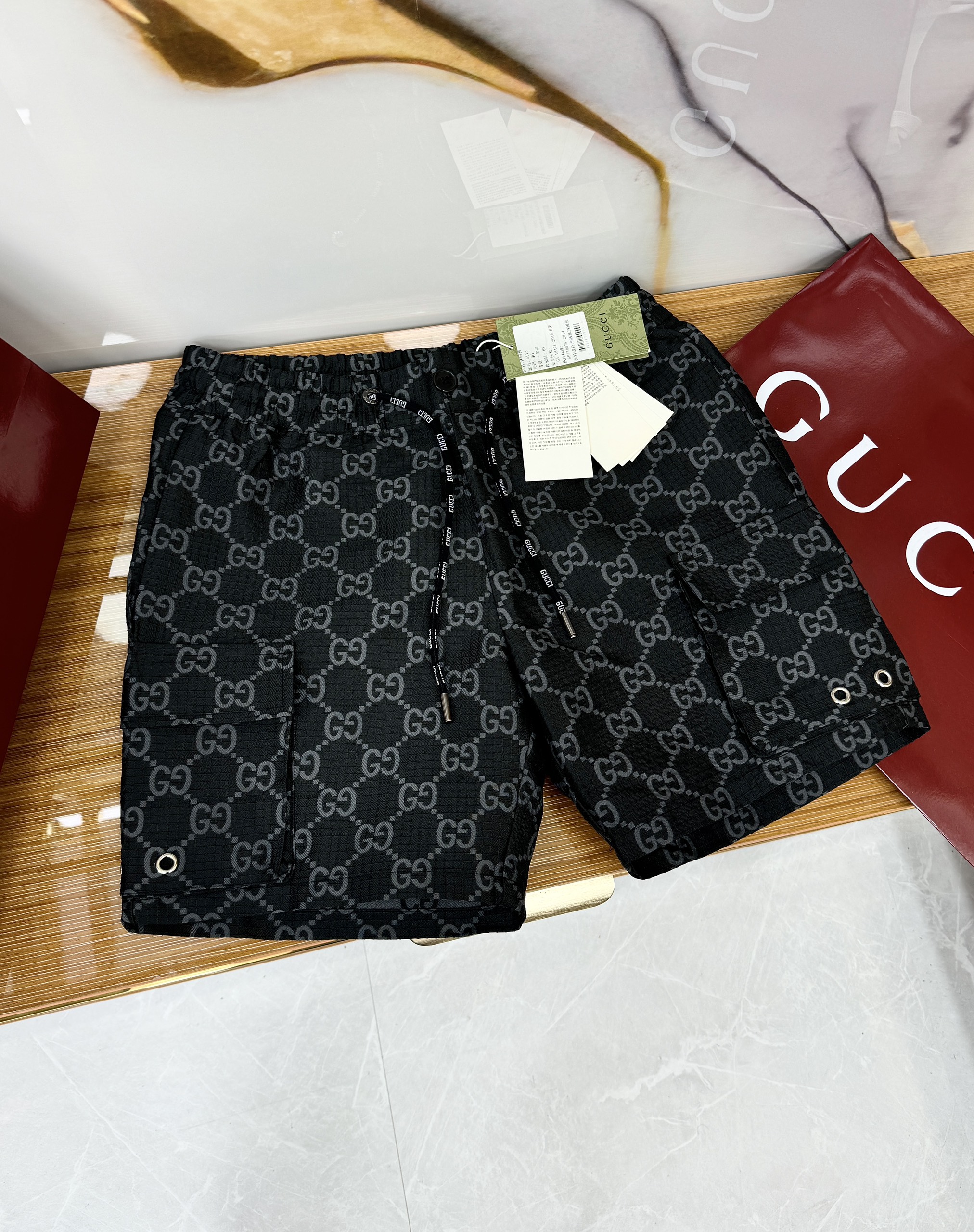 Quần short gió Gucci GC họa tiết monogram logo GG full Like Auth 1-1 on web CD