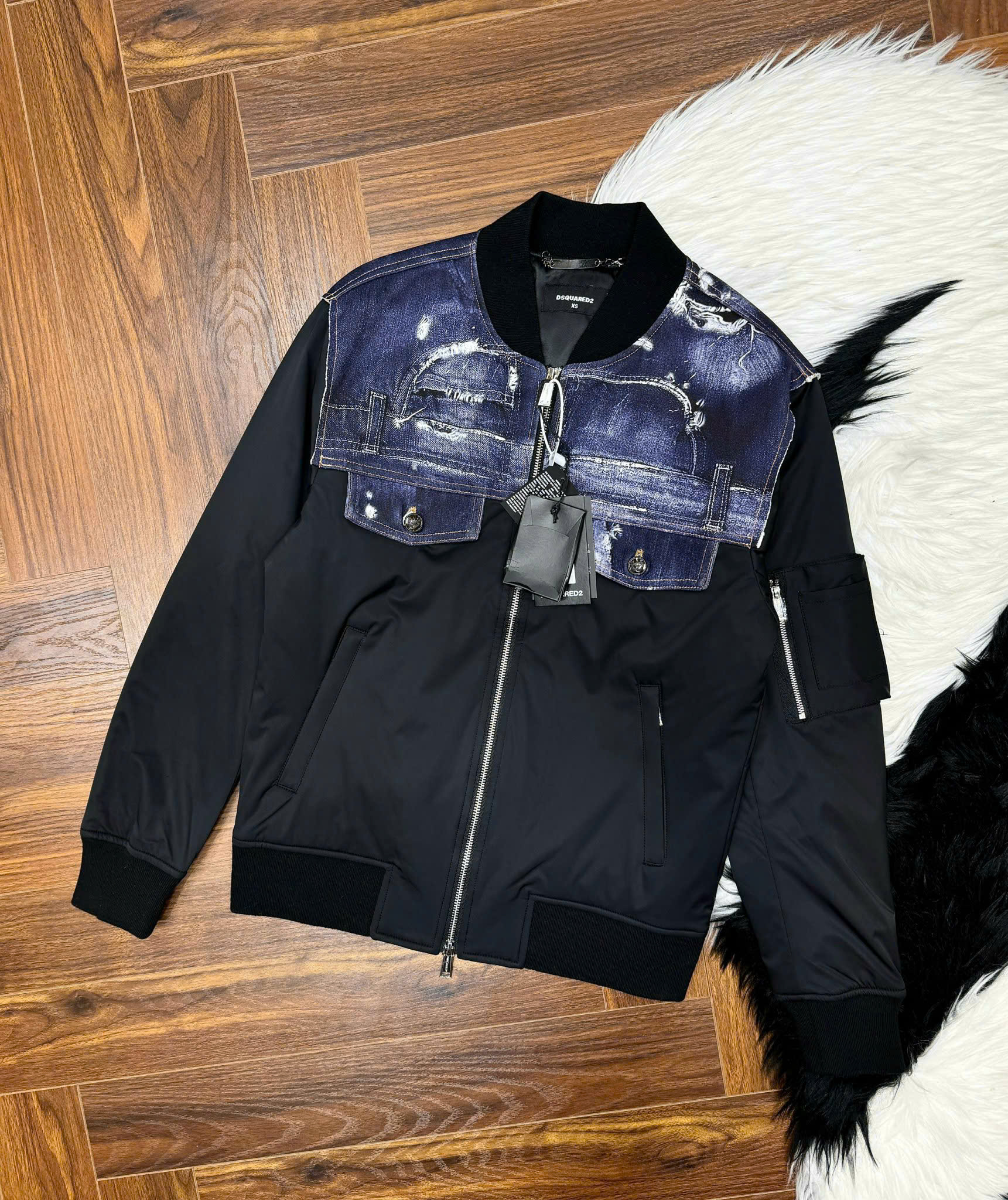 Áo khoác bomber gió Dsquared2 DSQ wash vải bò vai ngực Like Auth XS-L CD