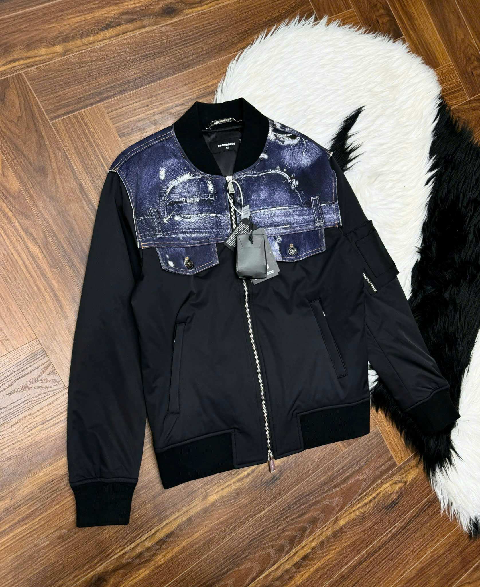 Áo khoác bomber gió Dsquared2 DSQ wash vải bò vai ngực Like Auth XS-L CD