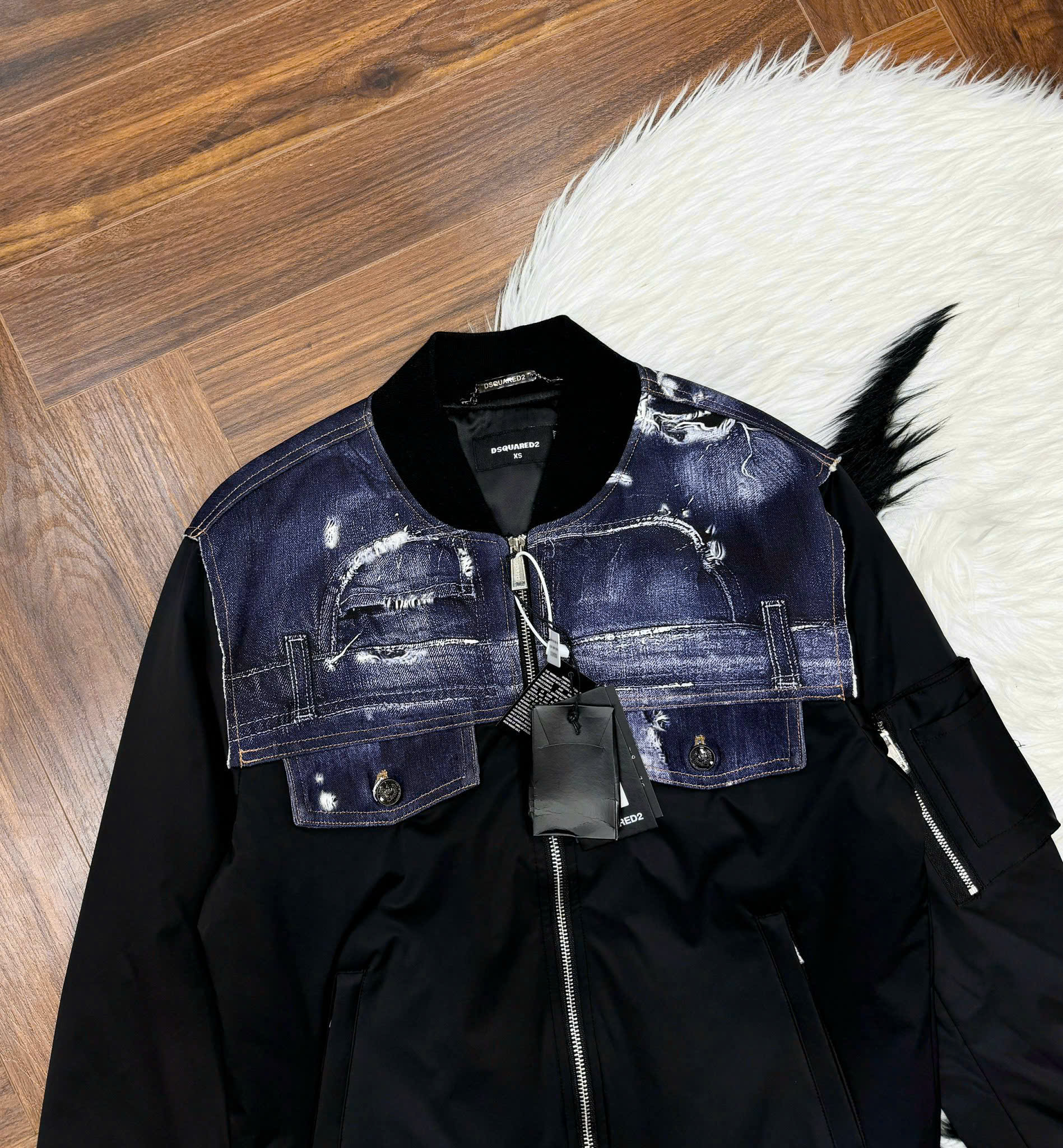 Áo khoác bomber gió Dsquared2 DSQ wash vải bò vai ngực Like Auth XS-L CD