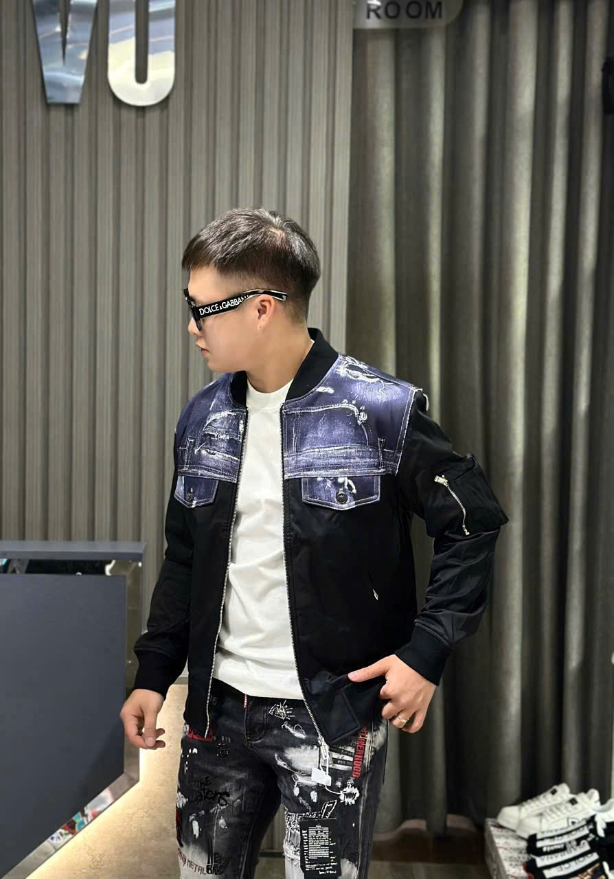 Áo khoác bomber gió Dsquared2 DSQ wash vải bò vai ngực Like Auth XS-L CD